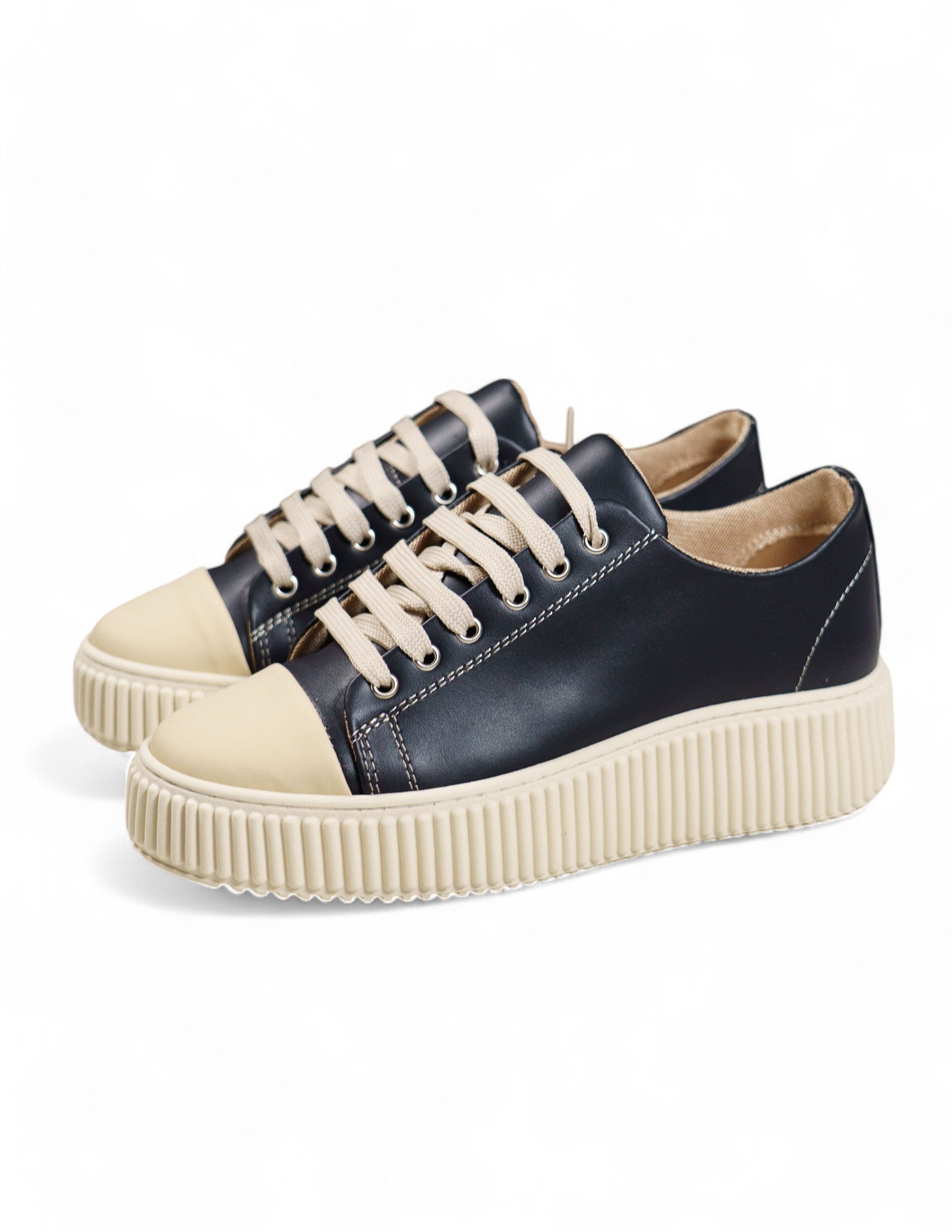 sneakers in pelle con fondo alto