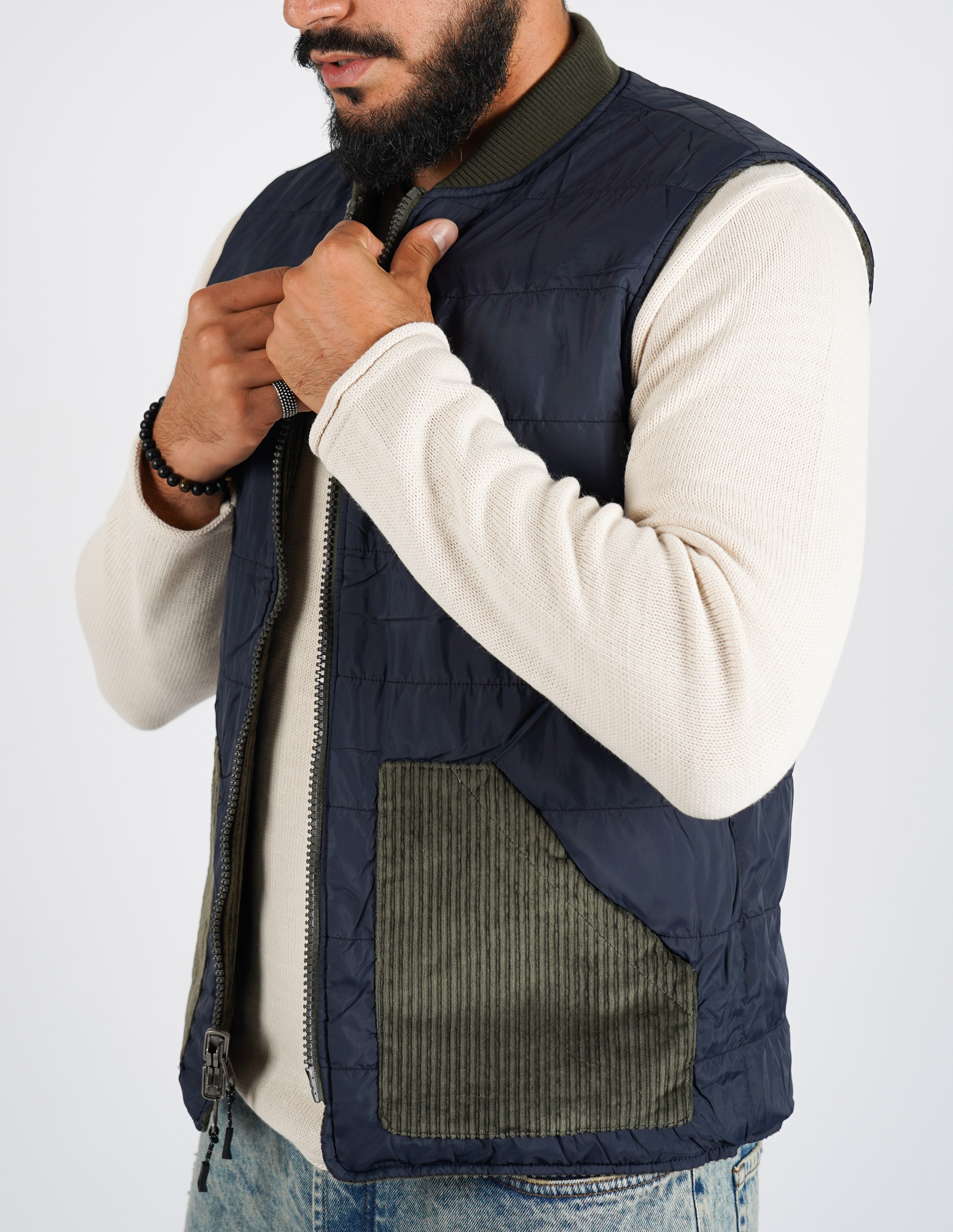 Gilet smanicato reversibile in velluto