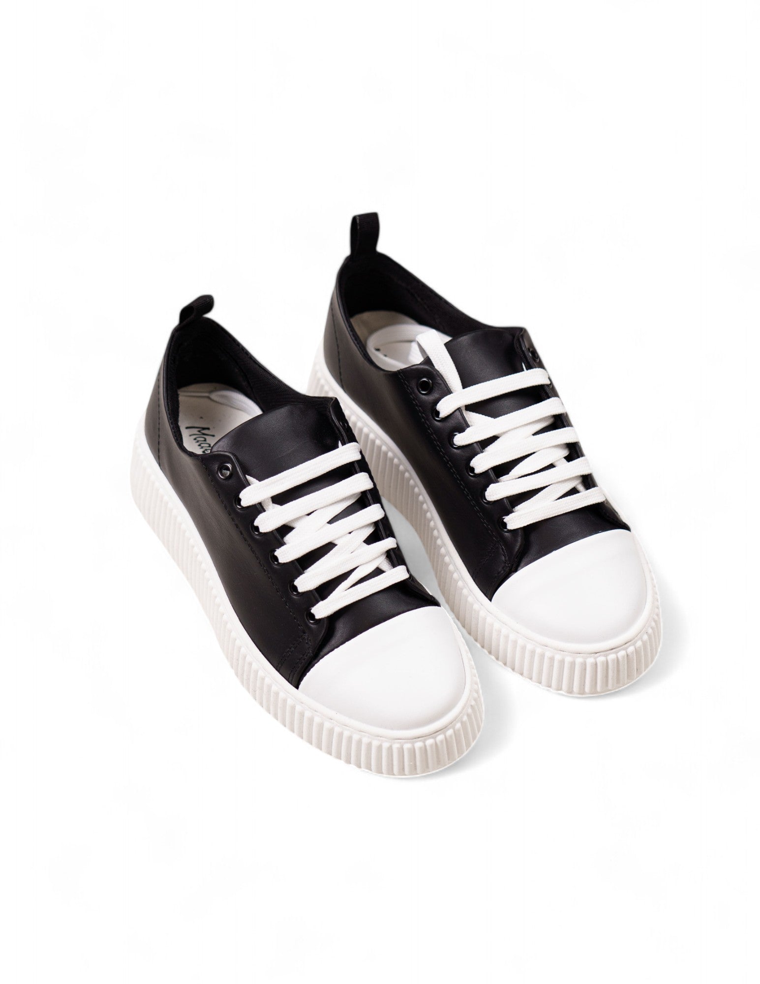 sneakers in pelle con fondo alto