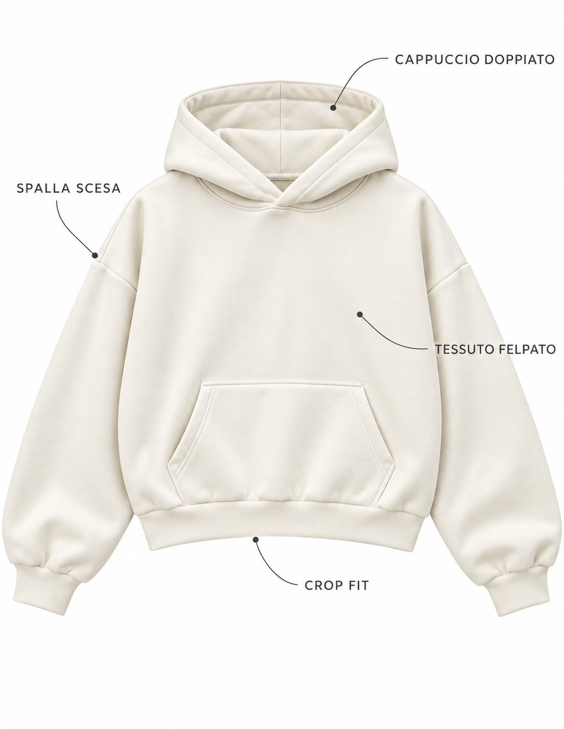 felpa tinta unita UNISEX basic crop fit