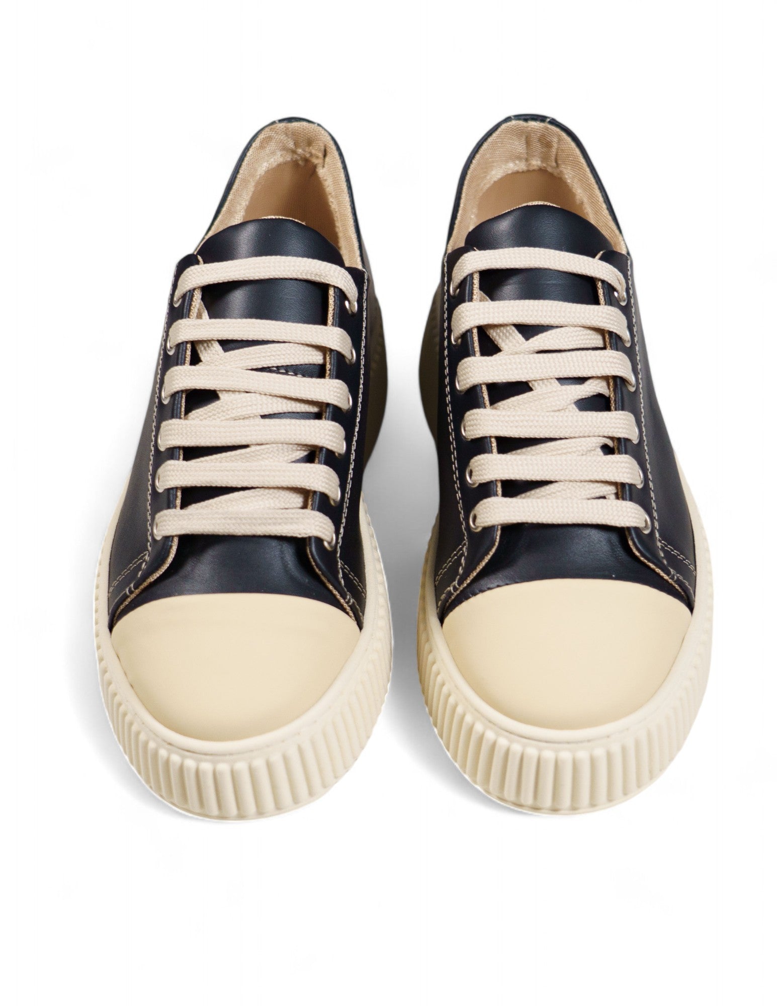 sneakers in pelle con fondo alto