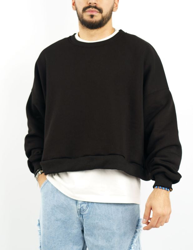 felpa girocollo crop fit