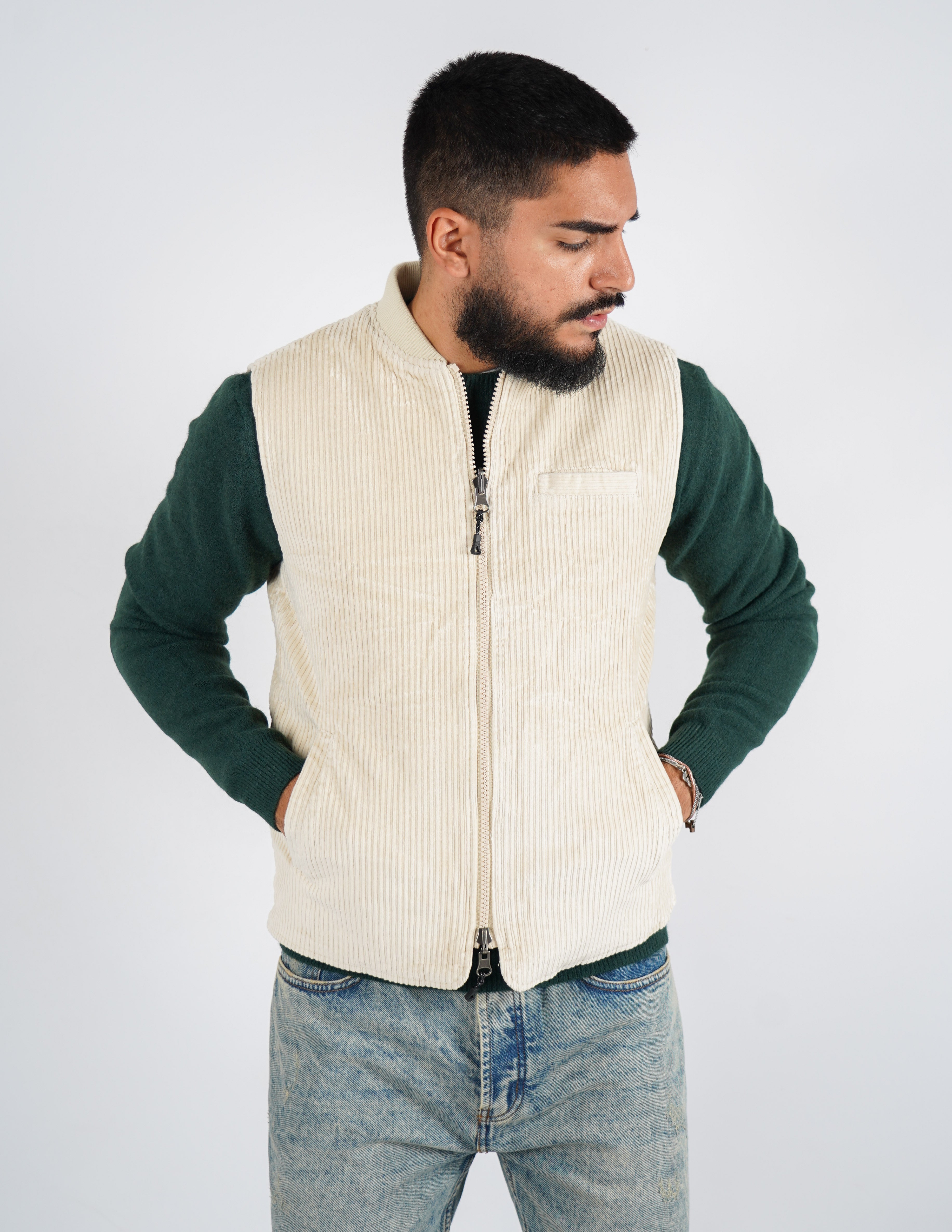 Gilet smanicato reversibile in velluto