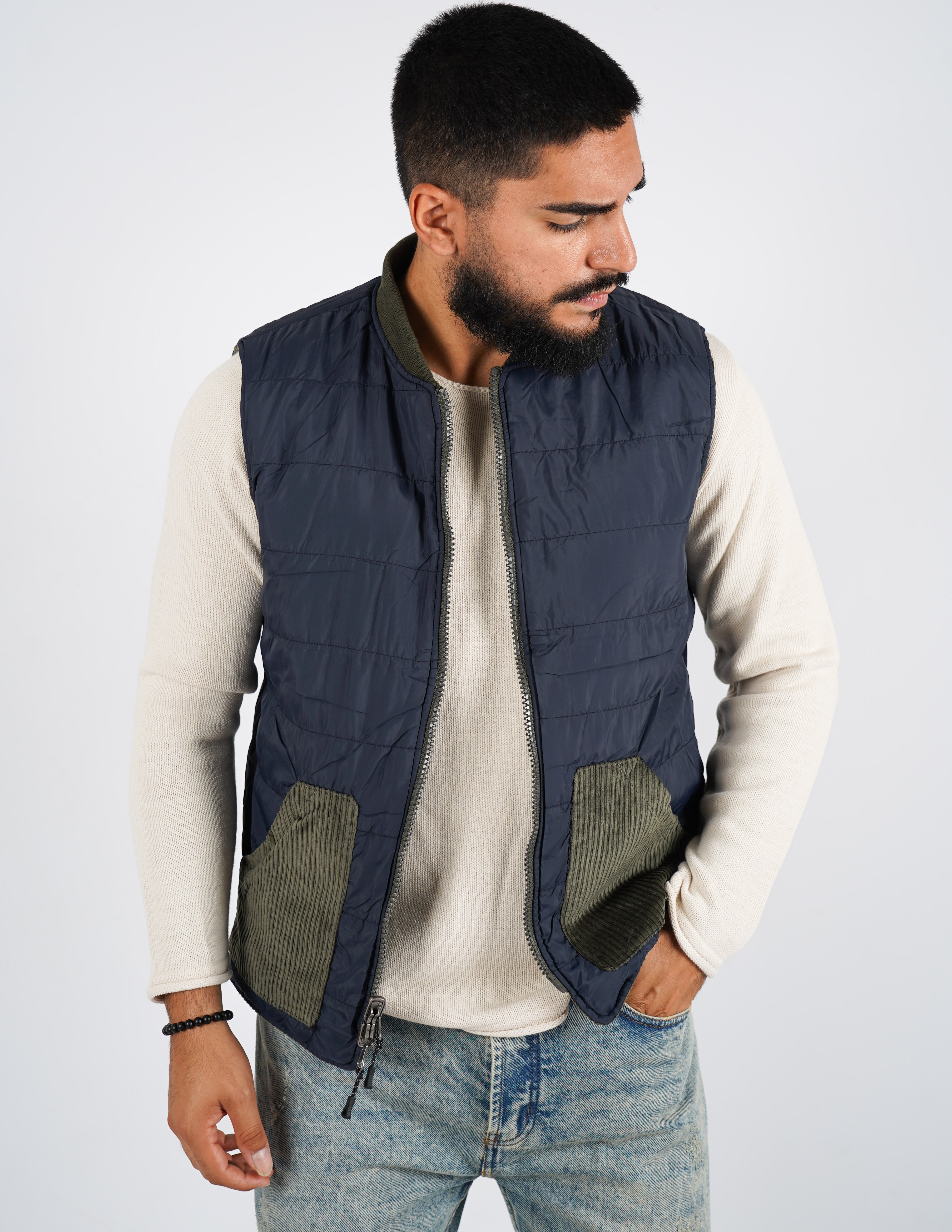 Gilet smanicato reversibile in velluto