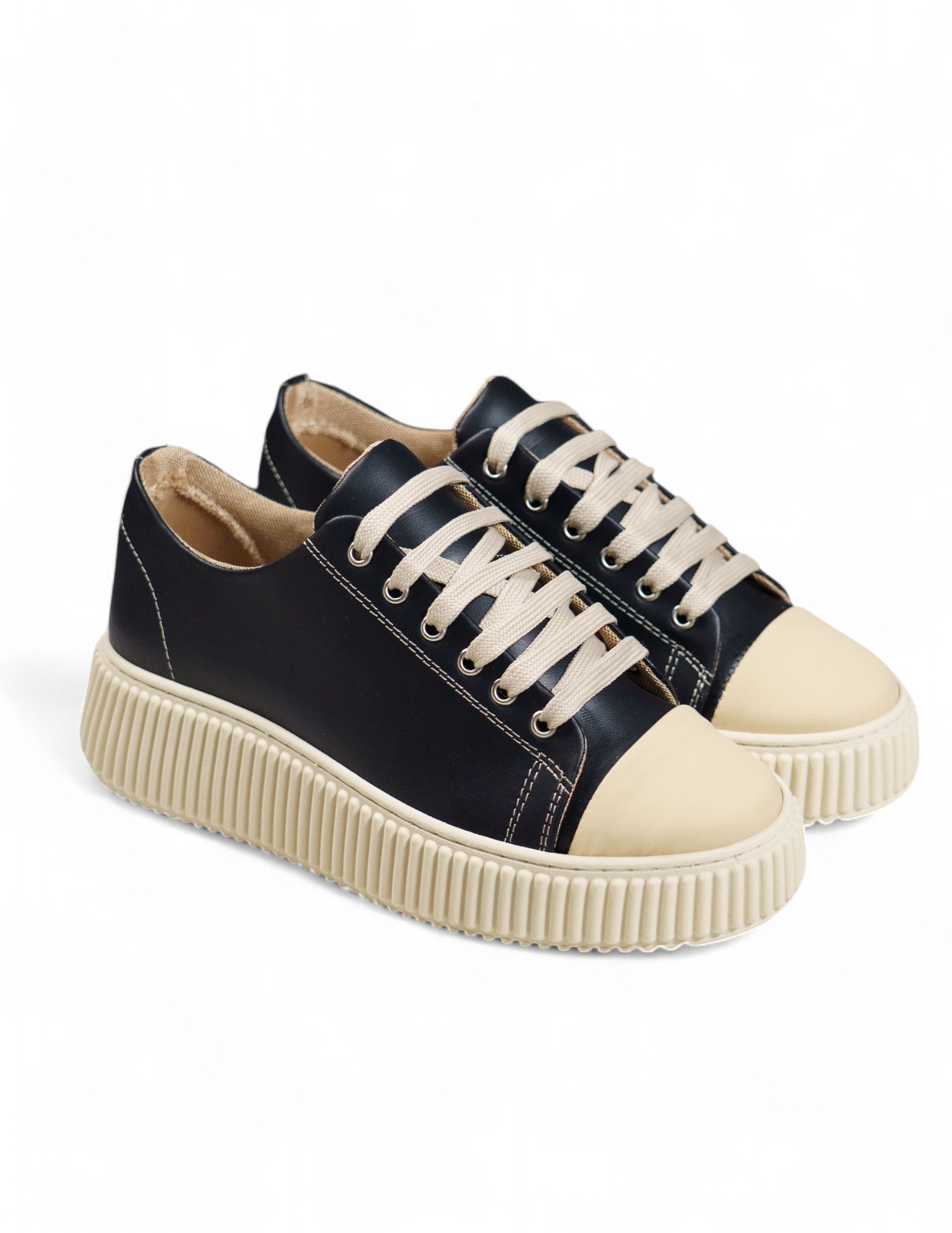 sneakers in pelle con fondo alto