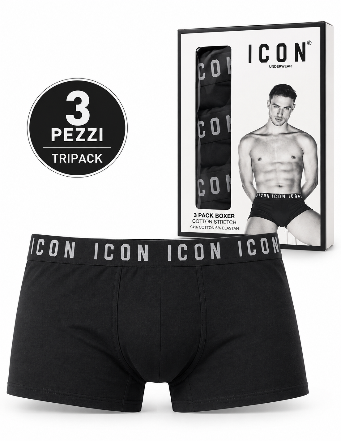 BOXER UOMO ICON CONFEZIONE DA 3 PZ