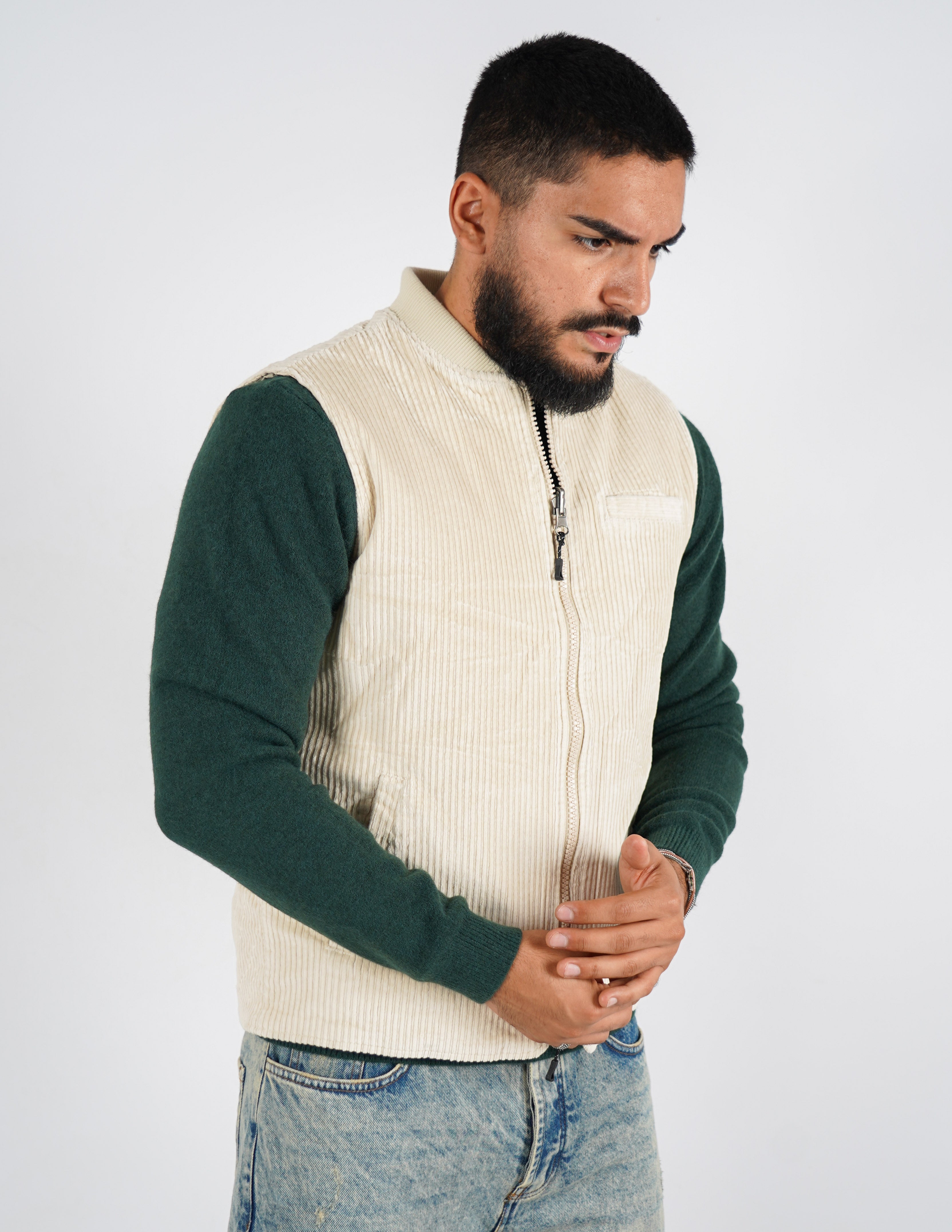 Gilet smanicato reversibile in velluto