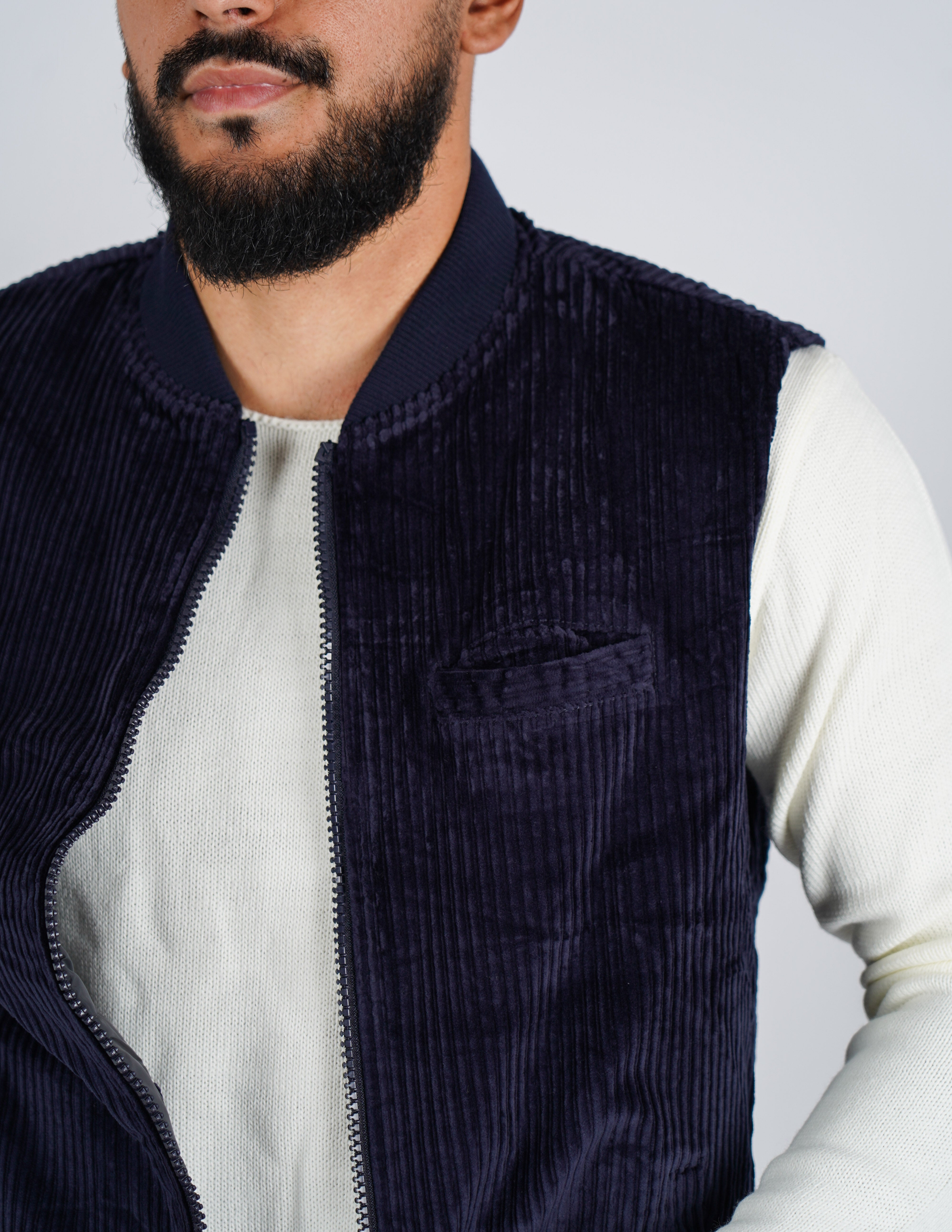 Gilet smanicato reversibile in velluto