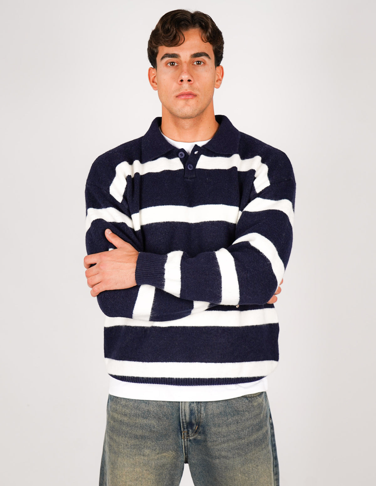POLO RIGATA CON BOTTONE