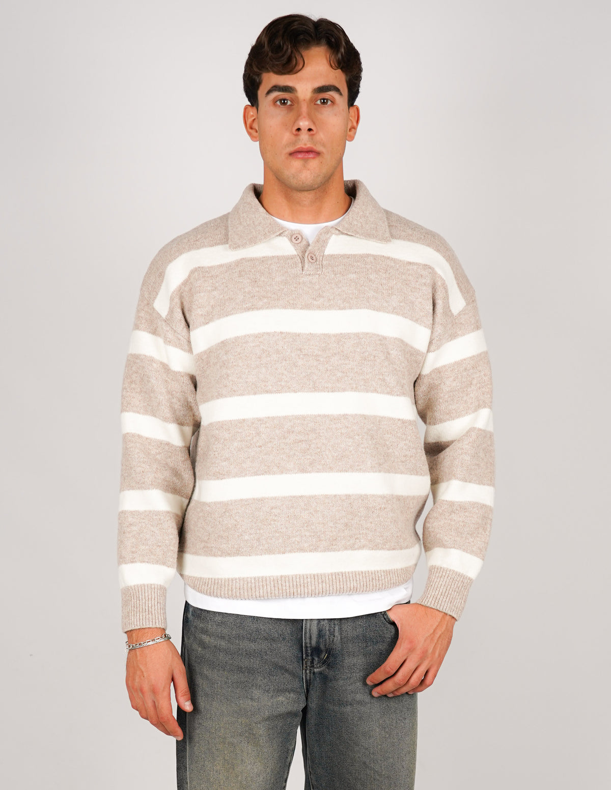 POLO RIGATA CON BOTTONE