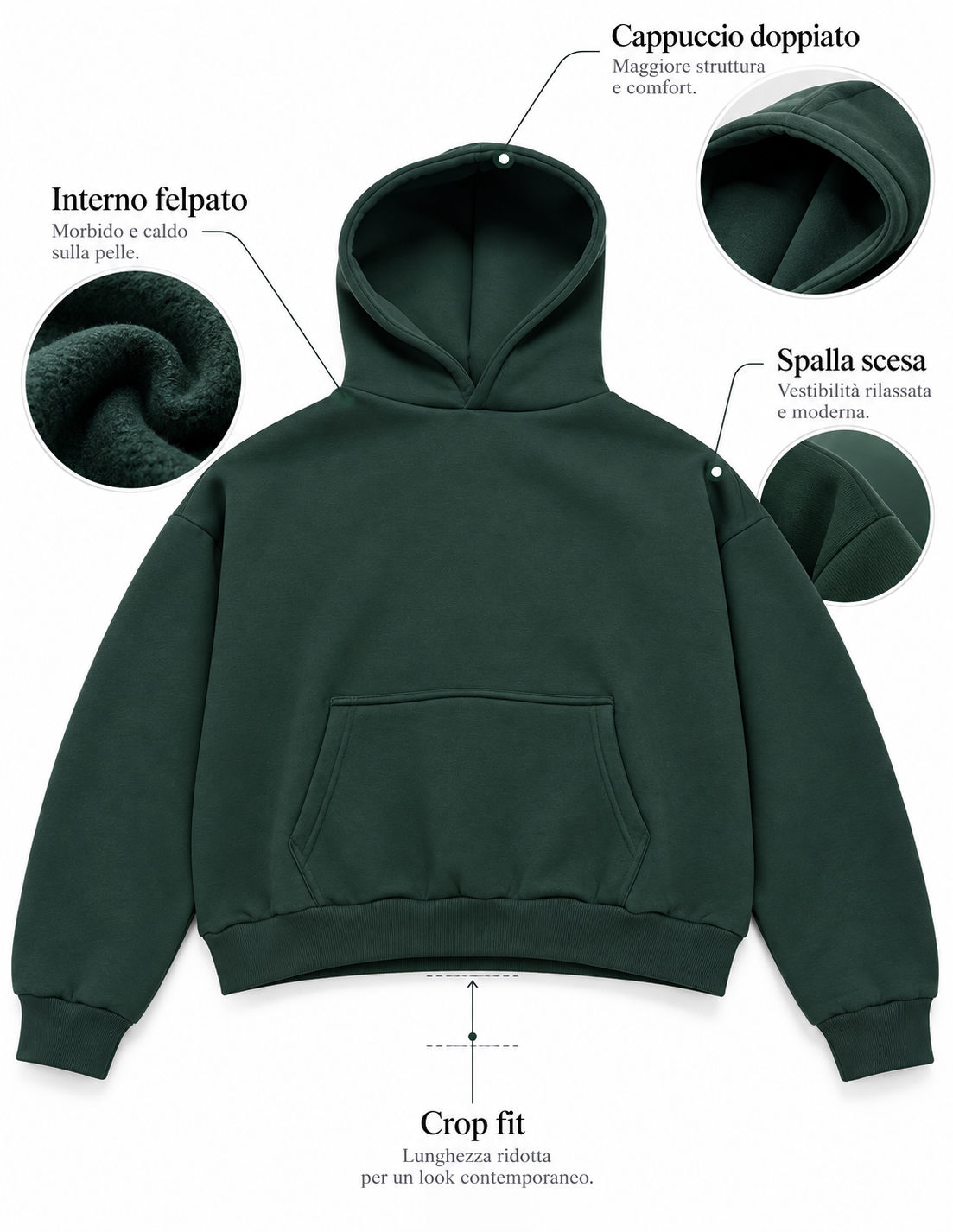 felpa tinta unita UNISEX basic crop fit