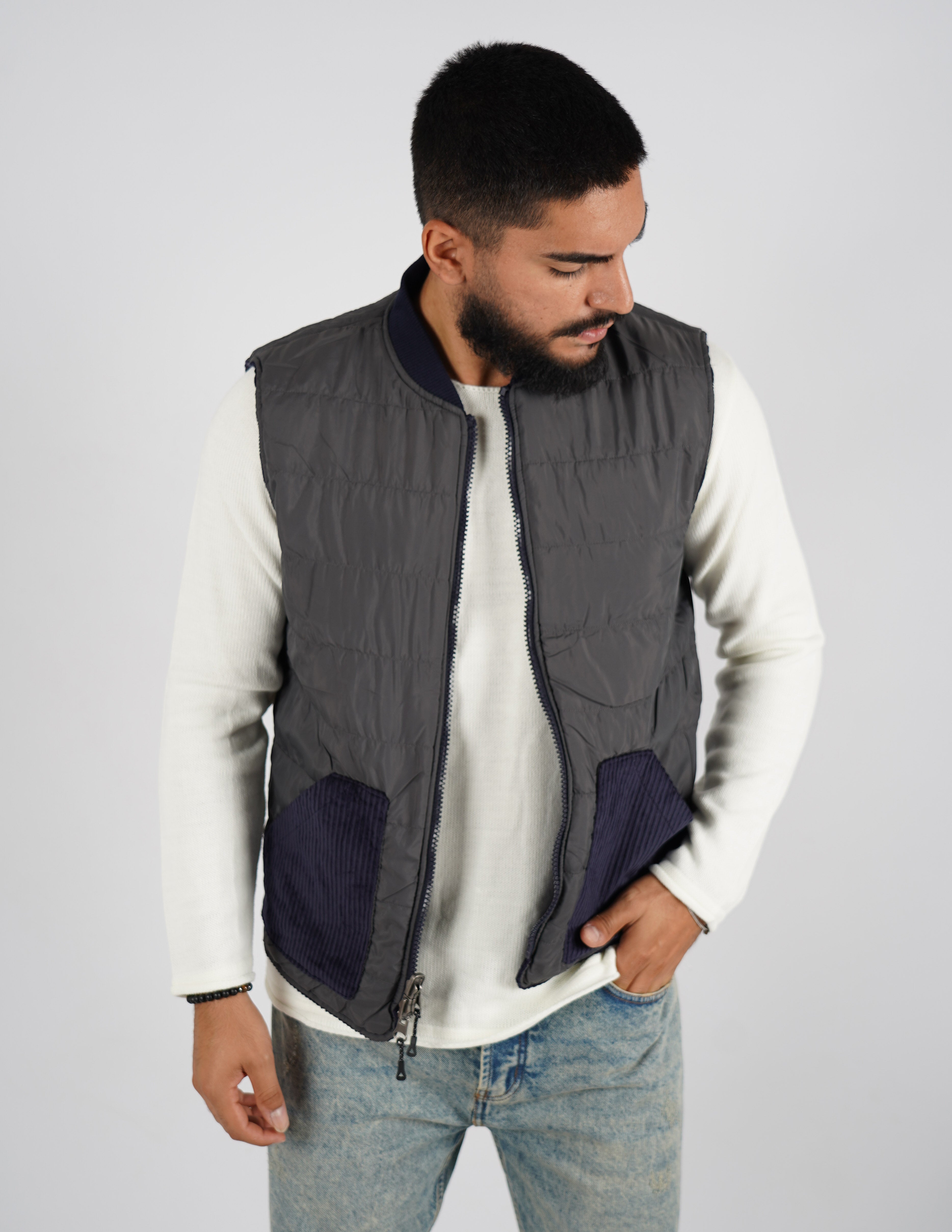 Gilet smanicato reversibile in velluto