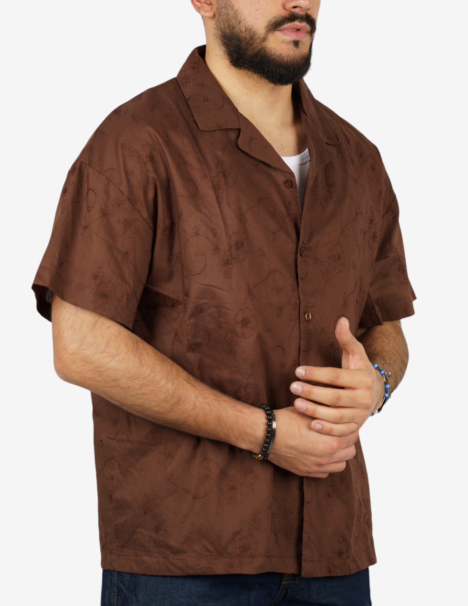 CAMICIA MORBIDA CON RICAMO FIORI