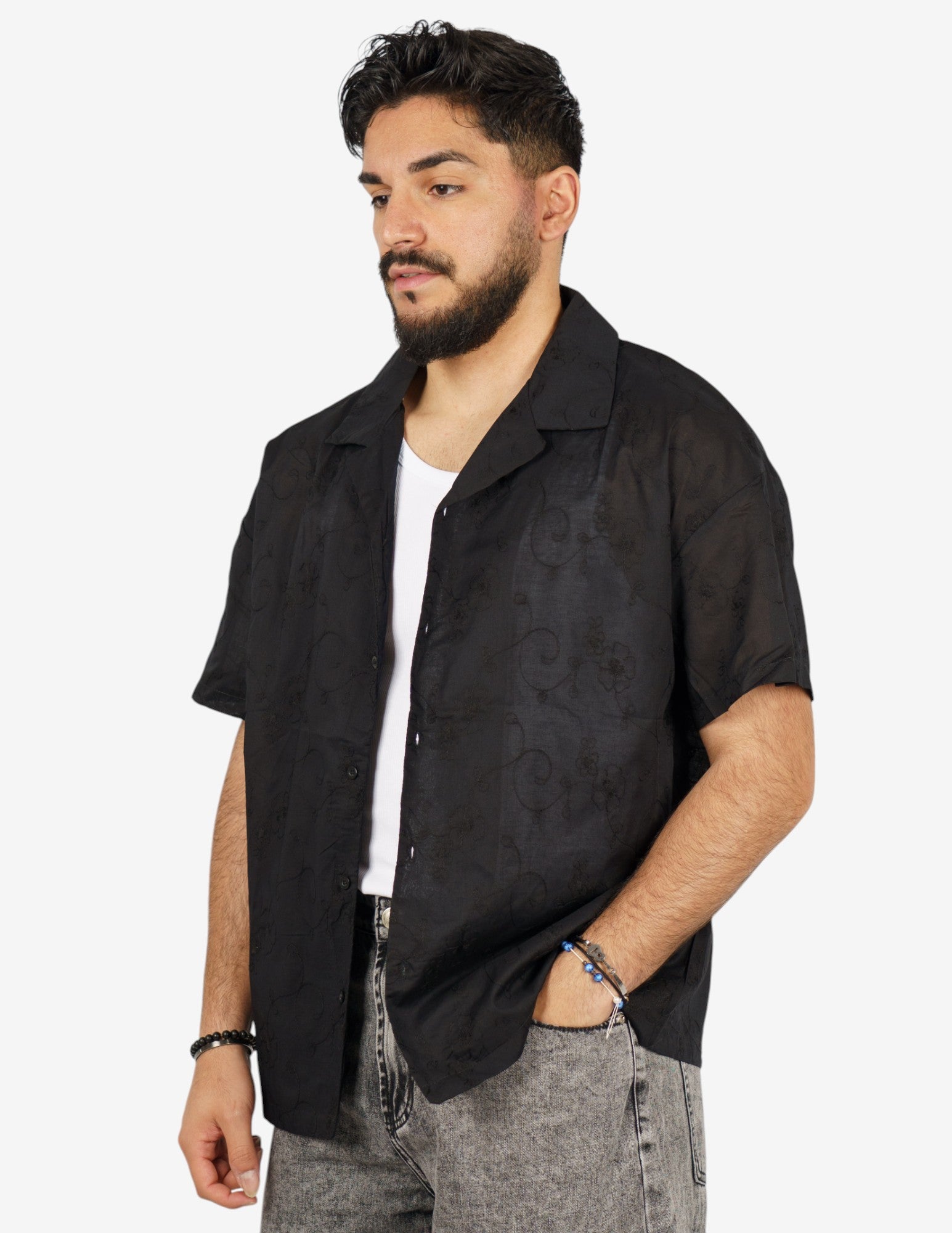 CAMICIA MORBIDA CON RICAMO FIORI