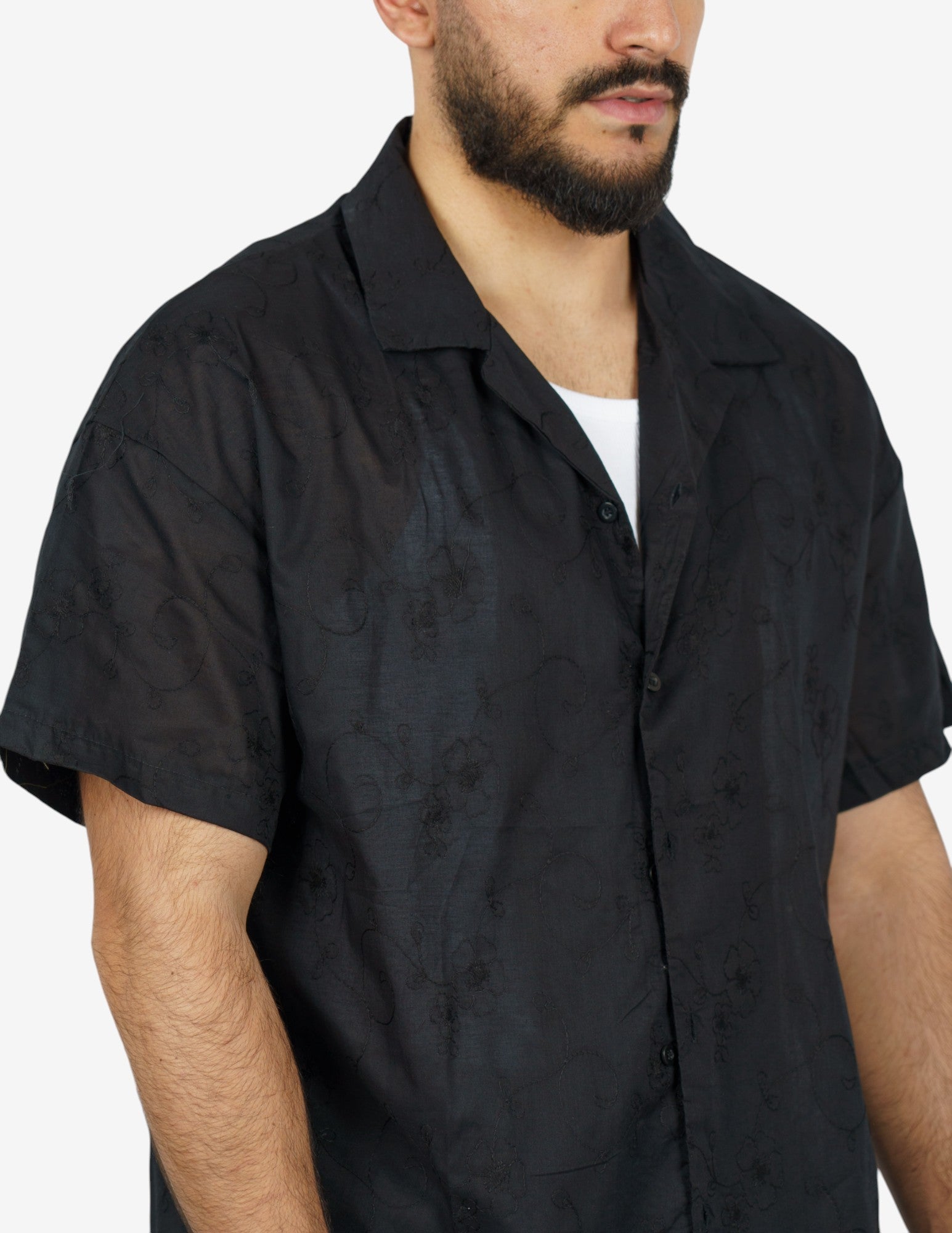 CAMICIA MORBIDA CON RICAMO FIORI