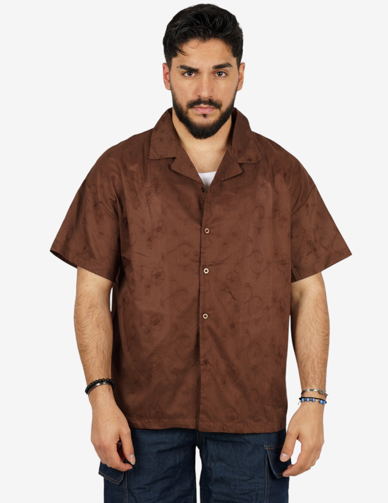 CAMICIA MORBIDA CON RICAMO FIORI