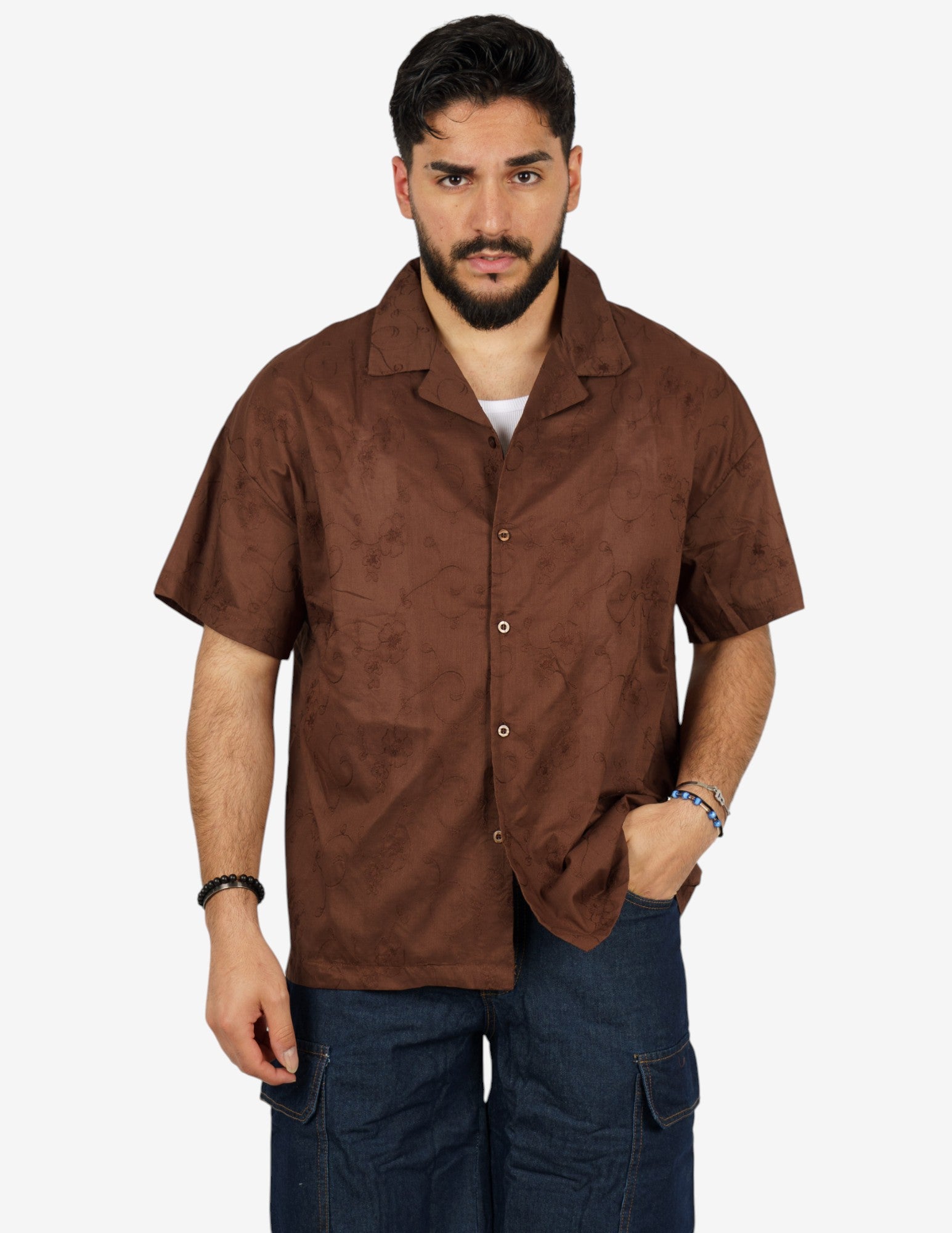 CAMICIA MORBIDA CON RICAMO FIORI