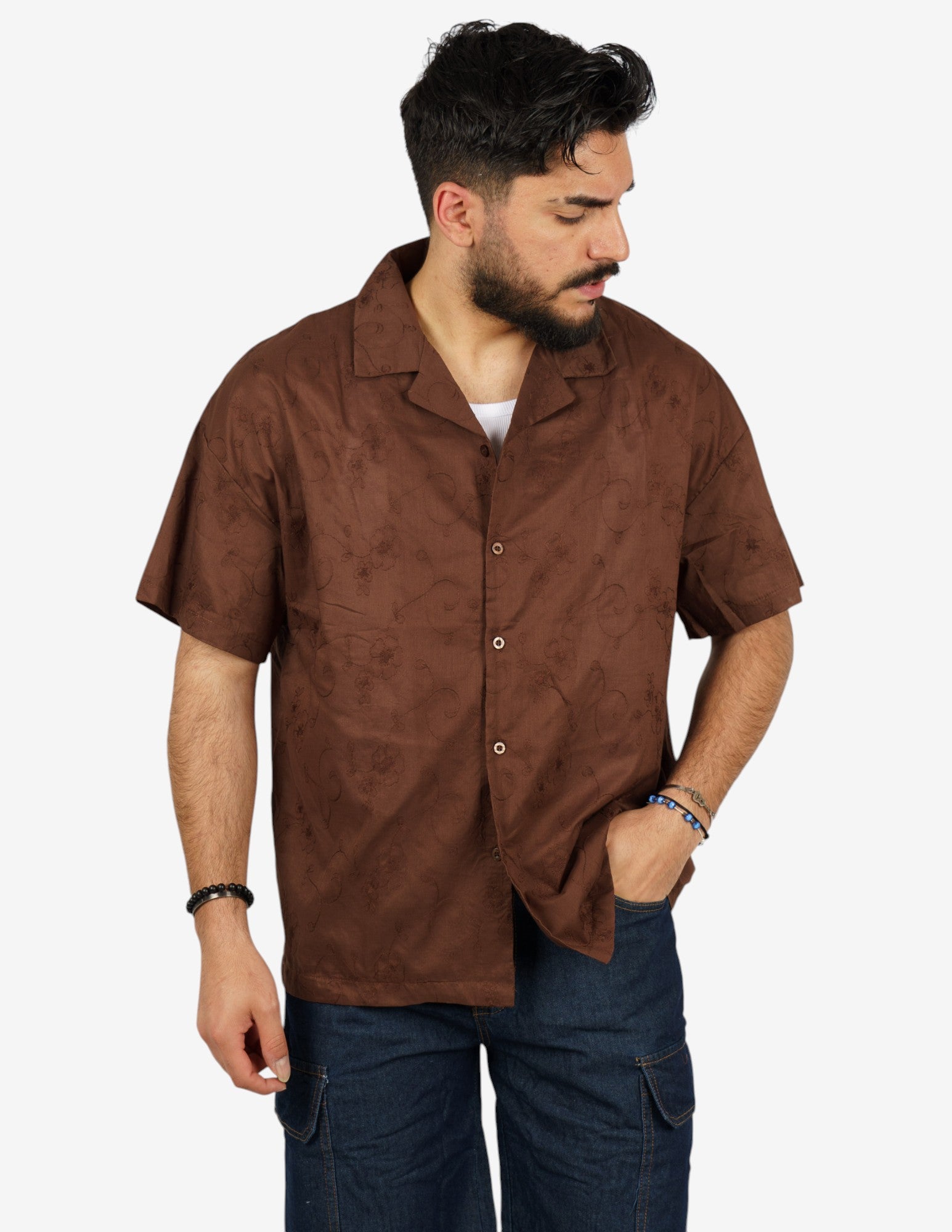 CAMICIA MORBIDA CON RICAMO FIORI