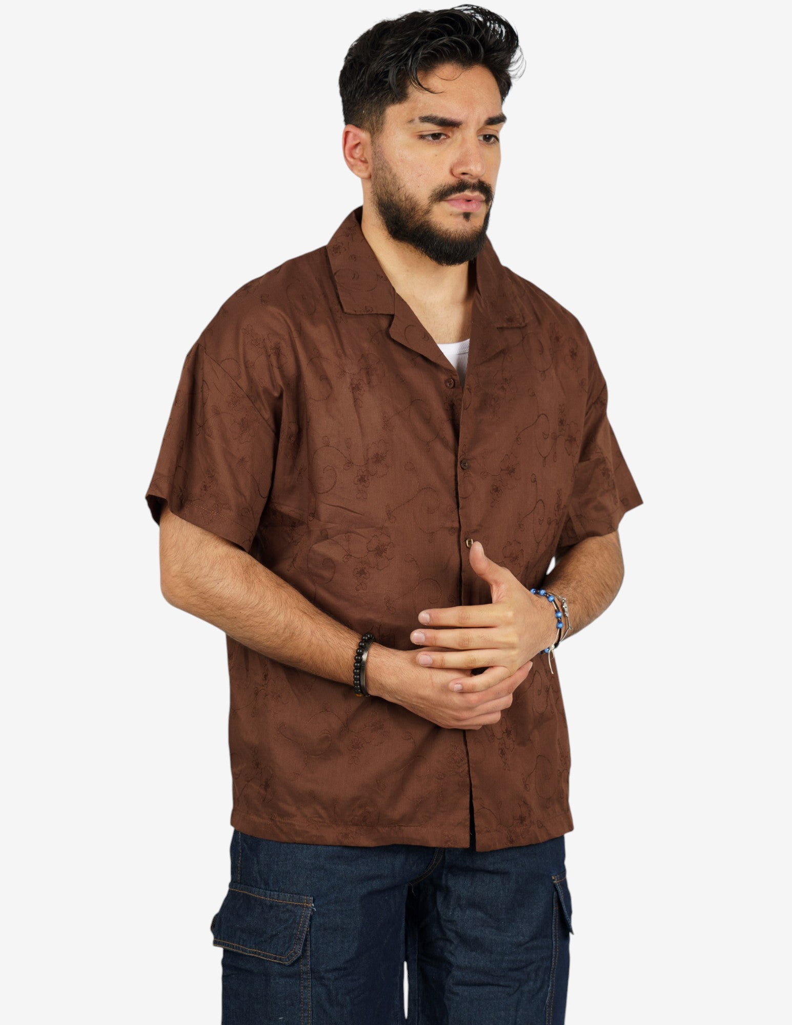 CAMICIA MORBIDA CON RICAMO FIORI