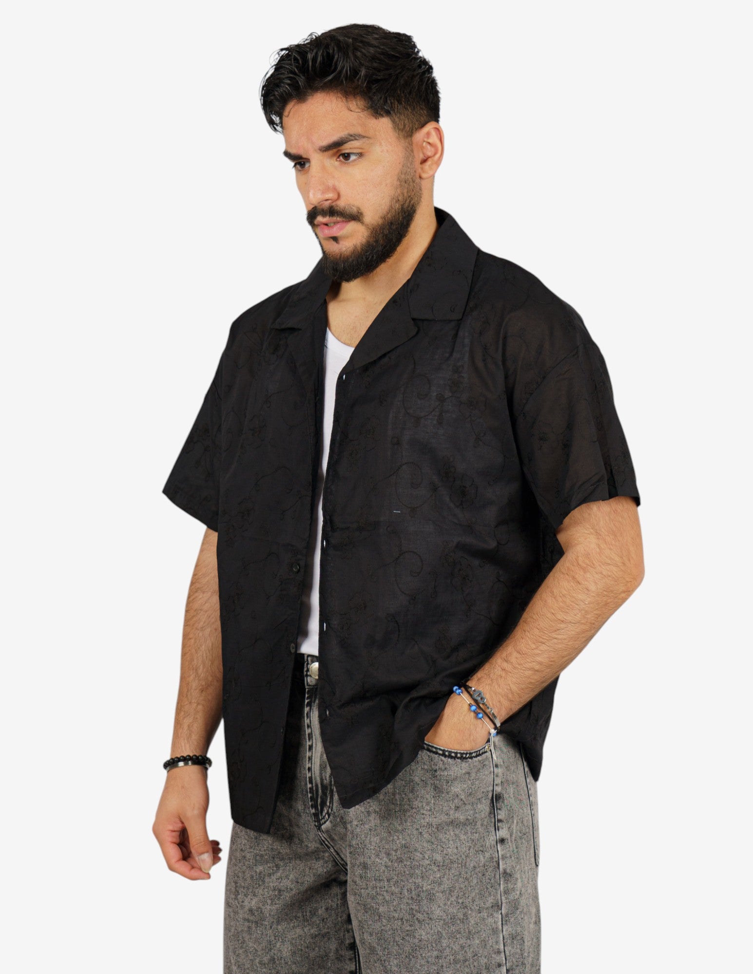 CAMICIA MORBIDA CON RICAMO FIORI