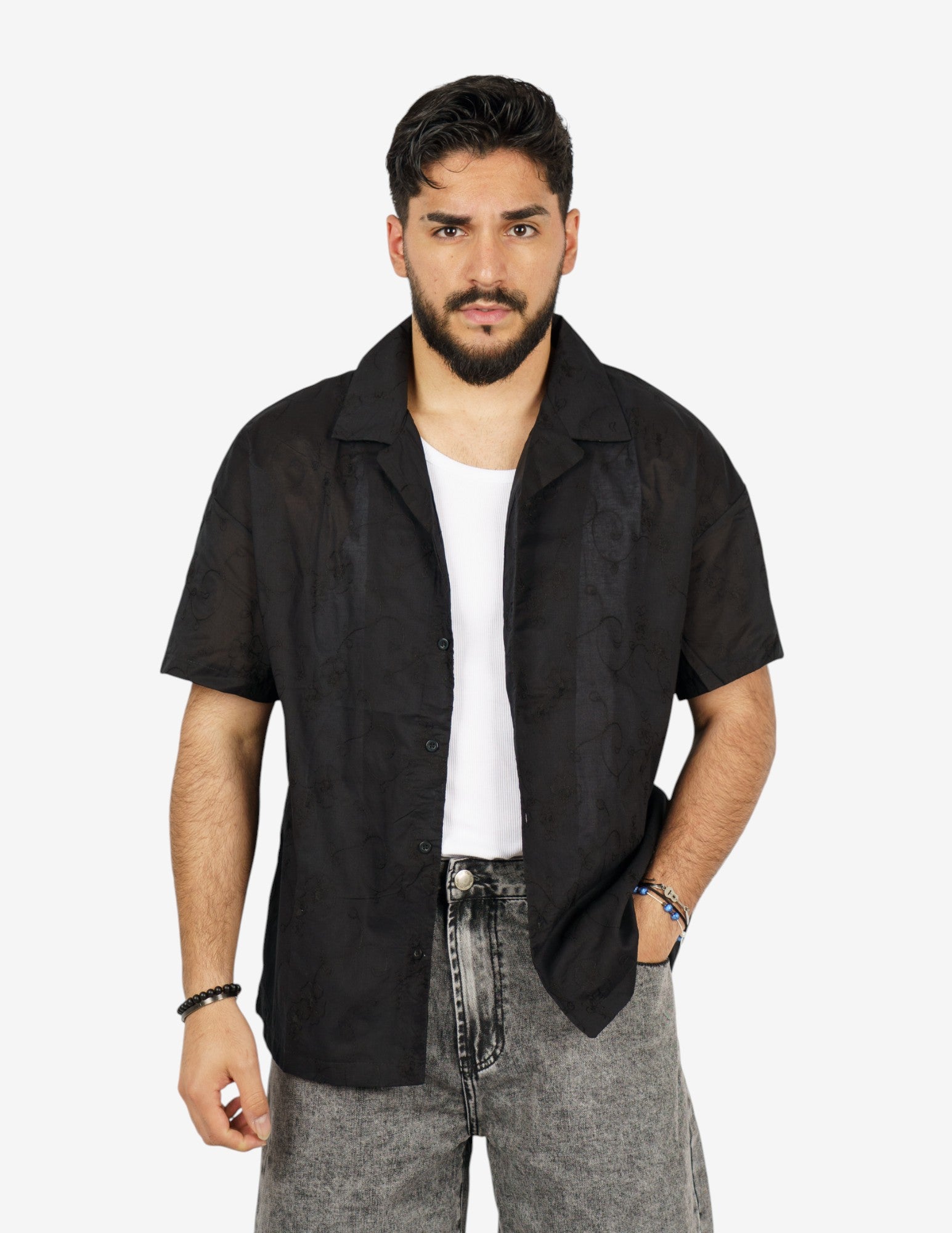 CAMICIA MORBIDA CON RICAMO FIORI