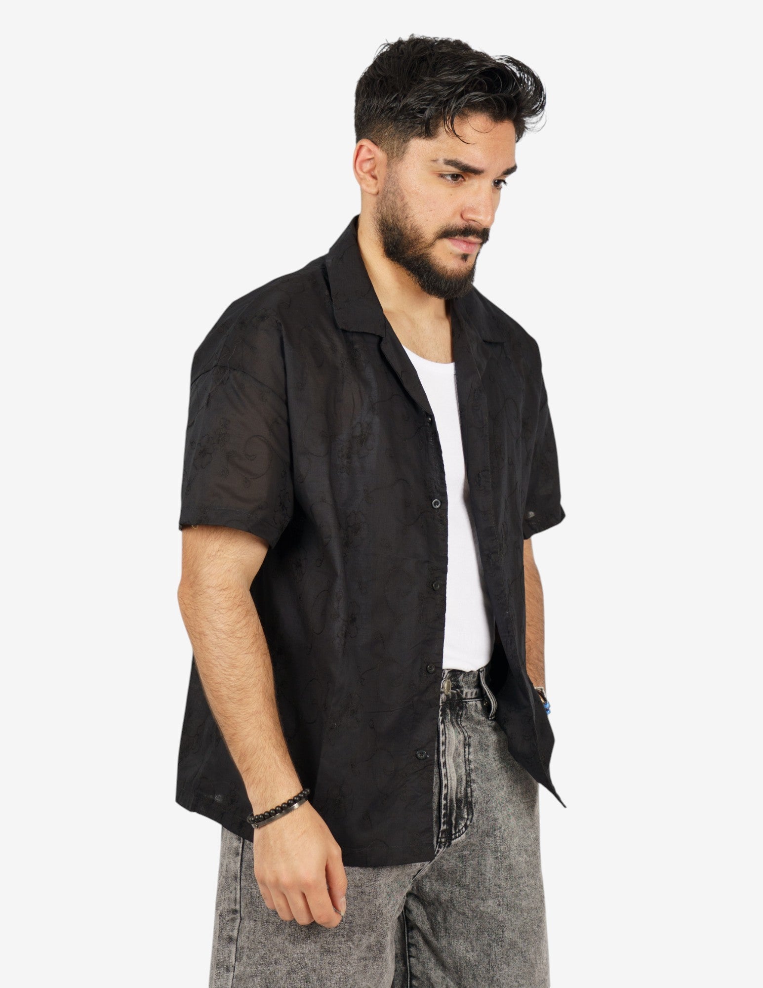 CAMICIA MORBIDA CON RICAMO FIORI