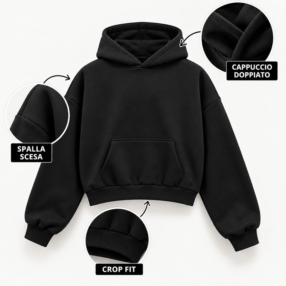 felpa tinta unita UNISEX basic crop fit