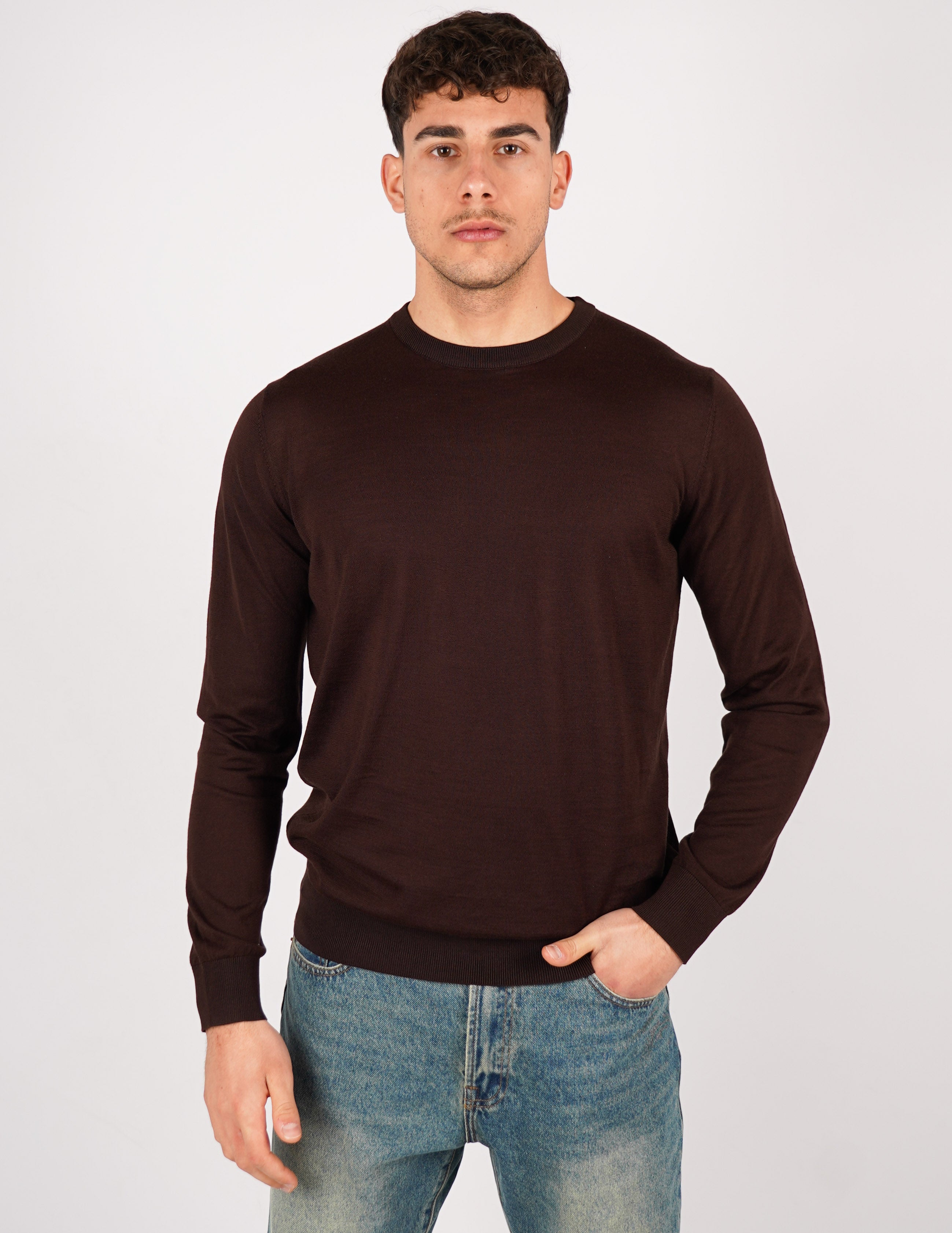 MAGLIA GIROCOLLO IN COTONE E SETA