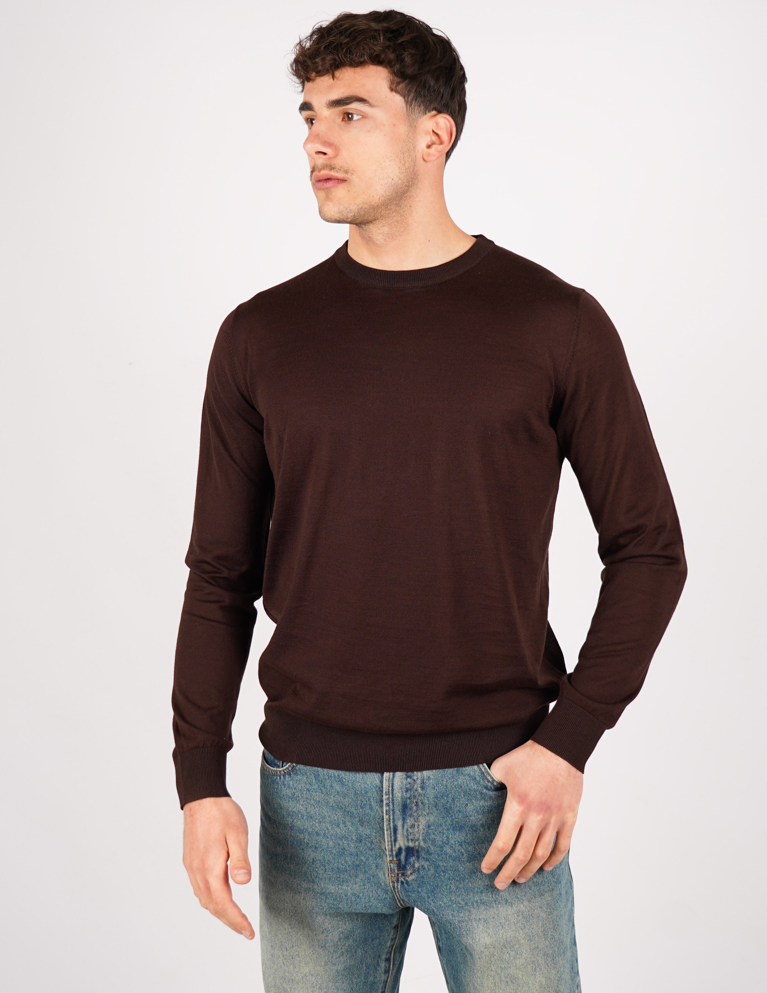 MAGLIA GIROCOLLO IN COTONE E SETA