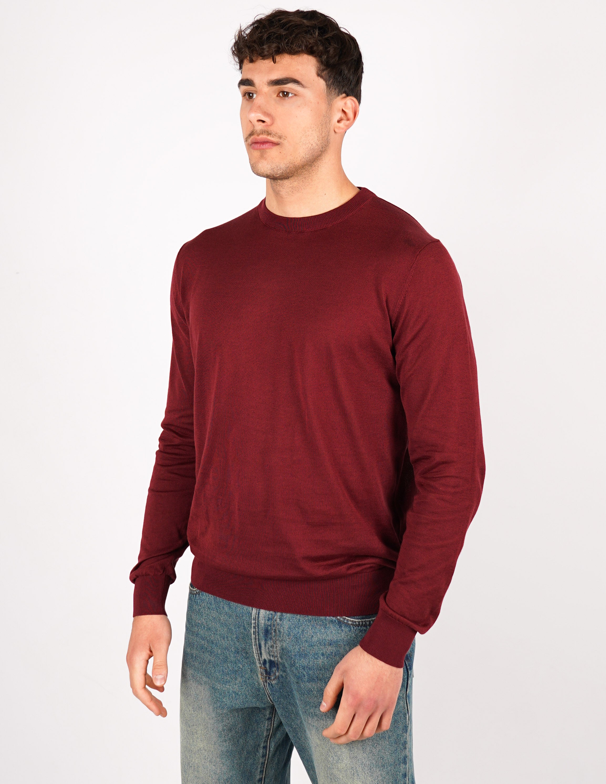 MAGLIA GIROCOLLO IN COTONE E SETA