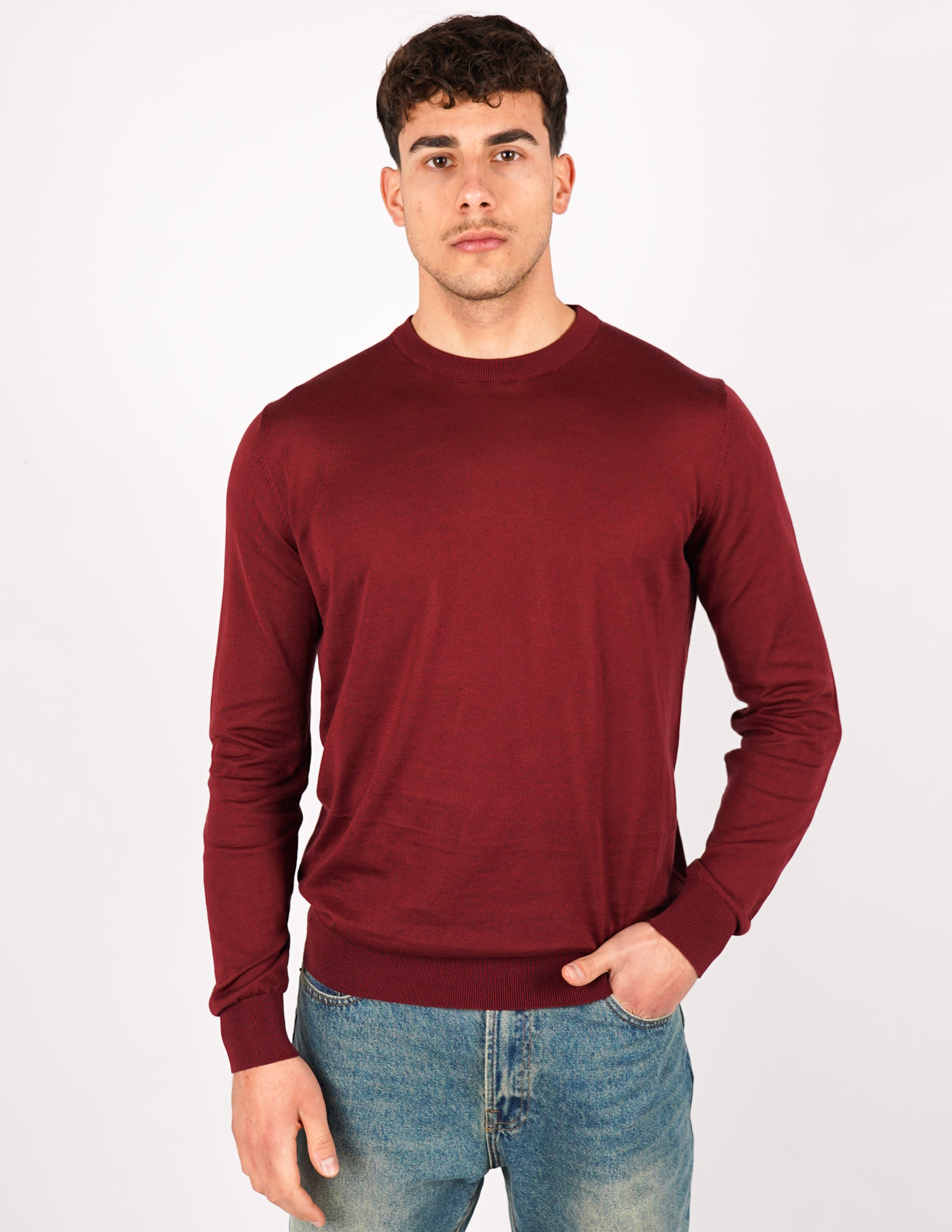 MAGLIA GIROCOLLO IN COTONE E SETA