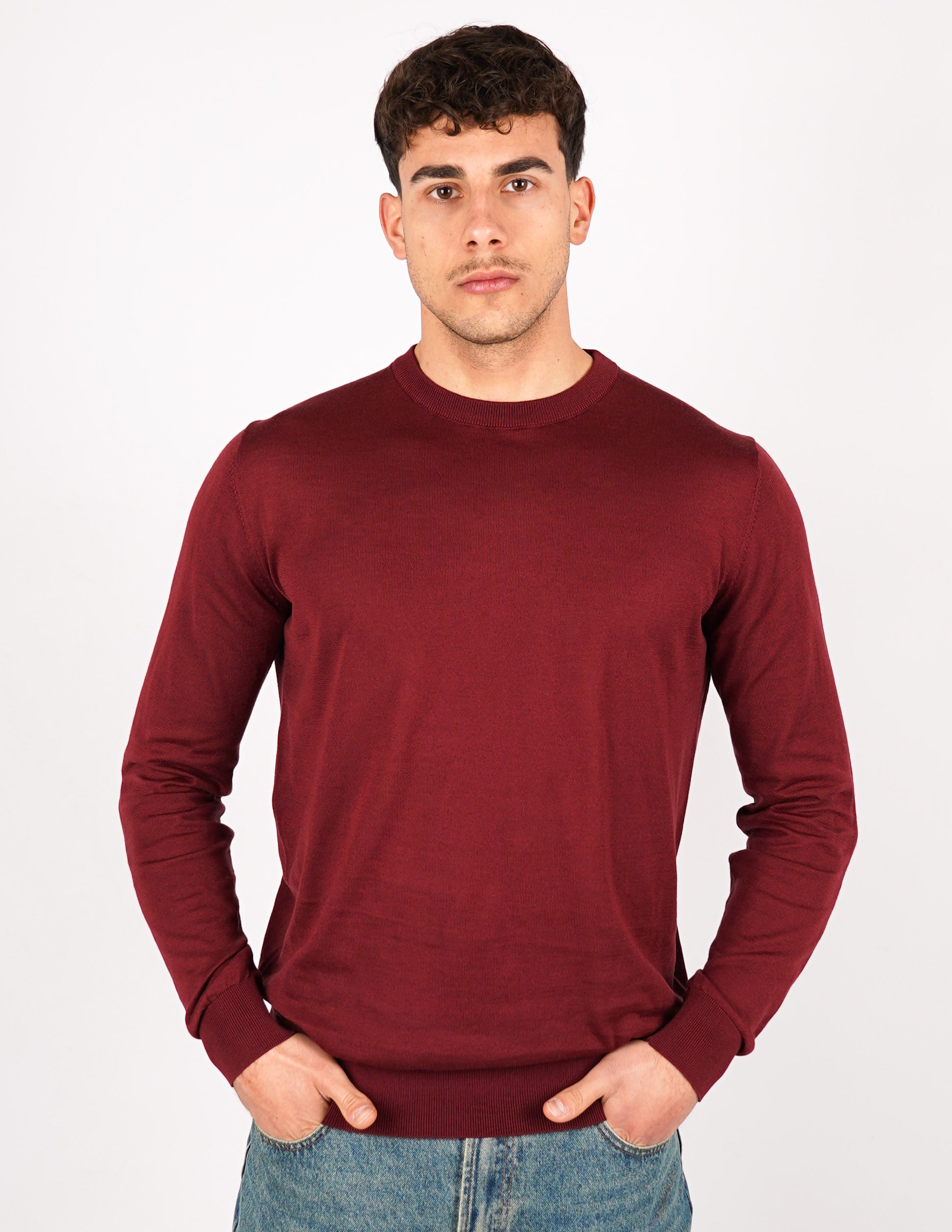 MAGLIA GIROCOLLO IN COTONE E SETA