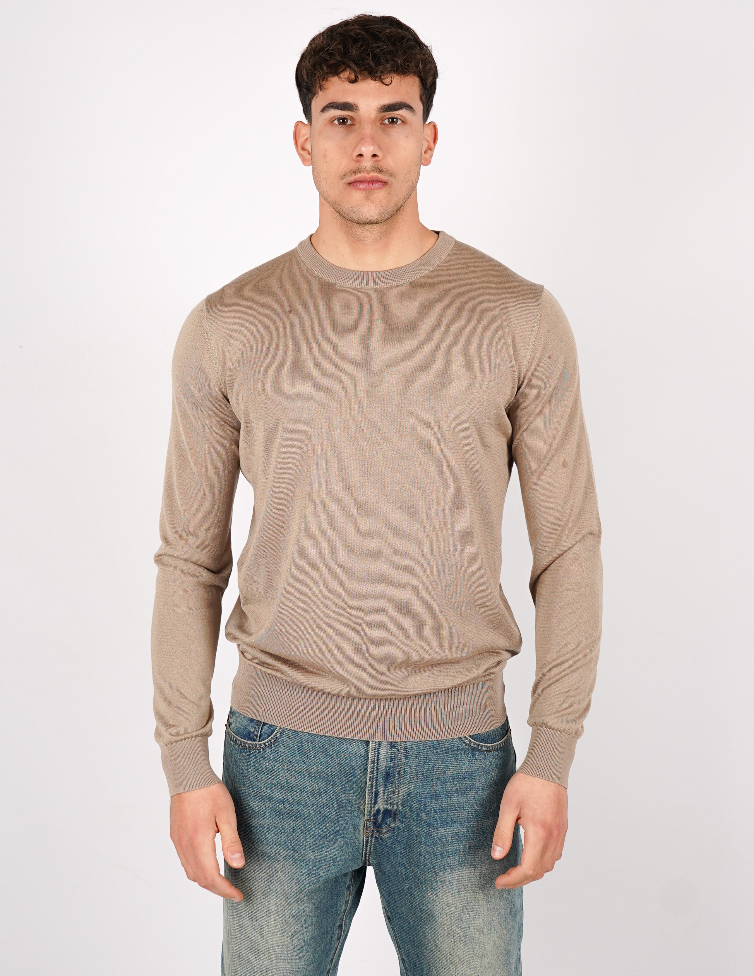 MAGLIA GIROCOLLO IN COTONE E SETA