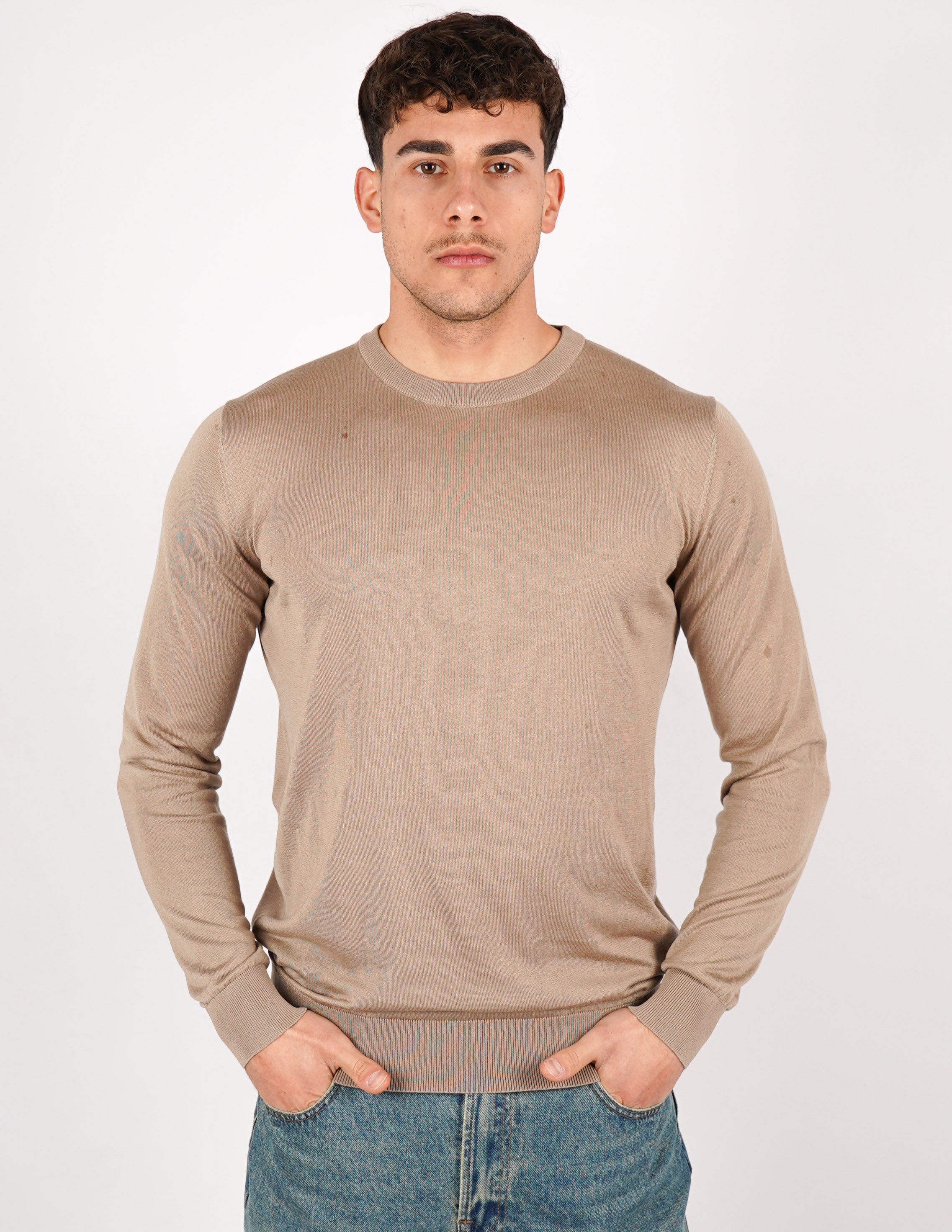 MAGLIA GIROCOLLO IN COTONE E SETA