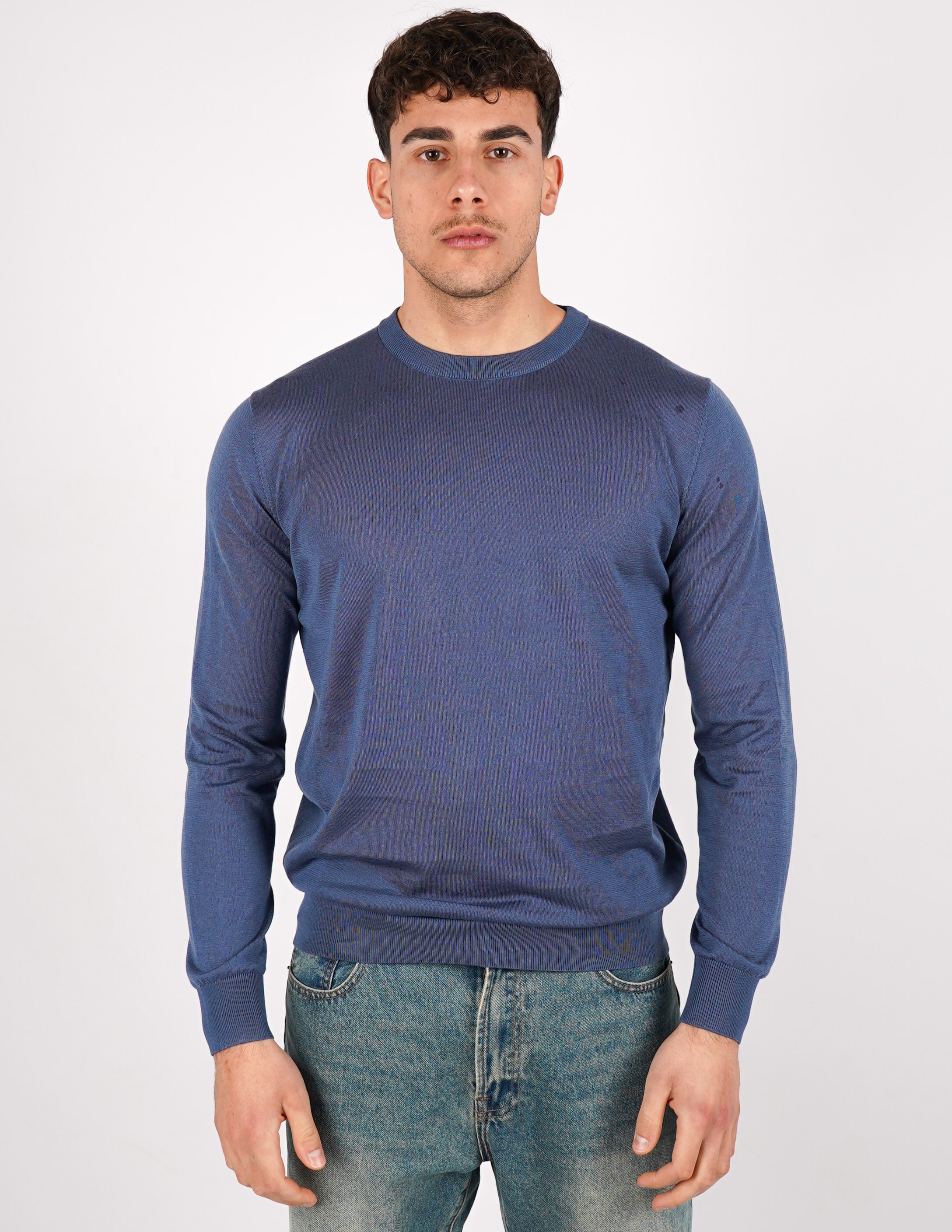 MAGLIA GIROCOLLO IN COTONE E SETA