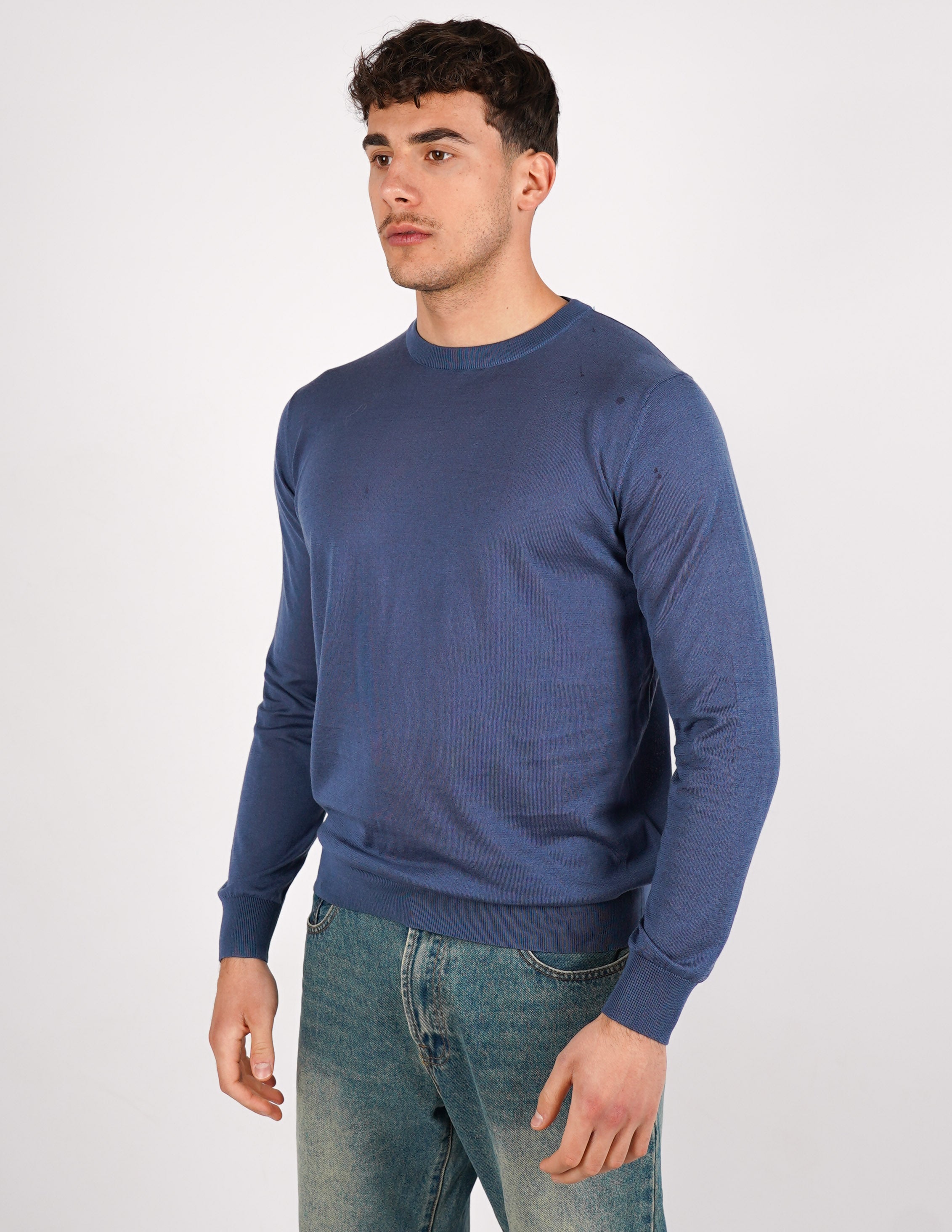 MAGLIA GIROCOLLO IN COTONE E SETA