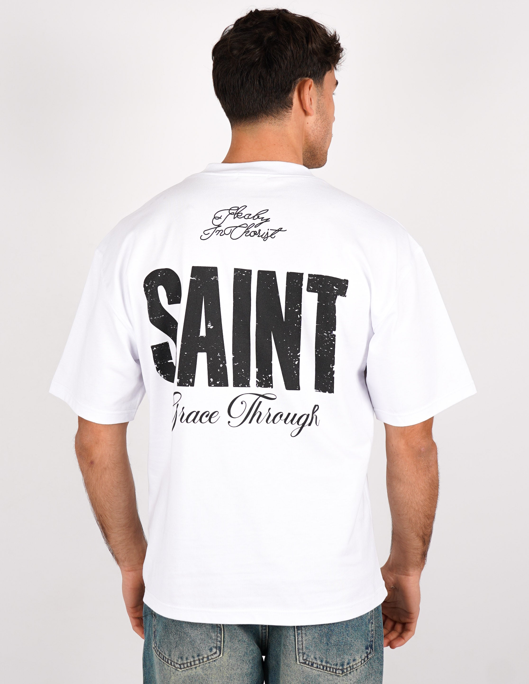 T-SHIRT "SAINT" STAMPA SUL RETRO