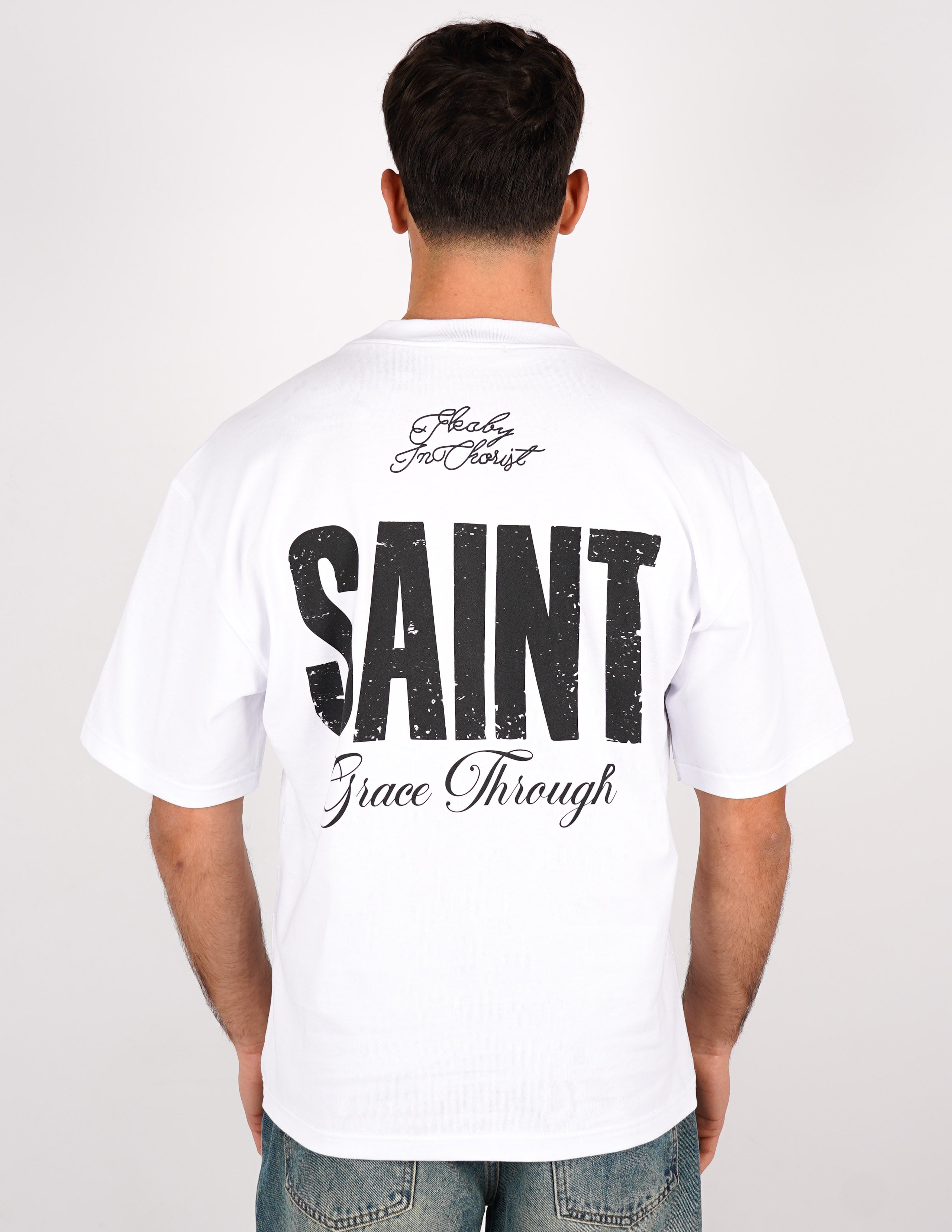 T-SHIRT "SAINT" STAMPA SUL RETRO
