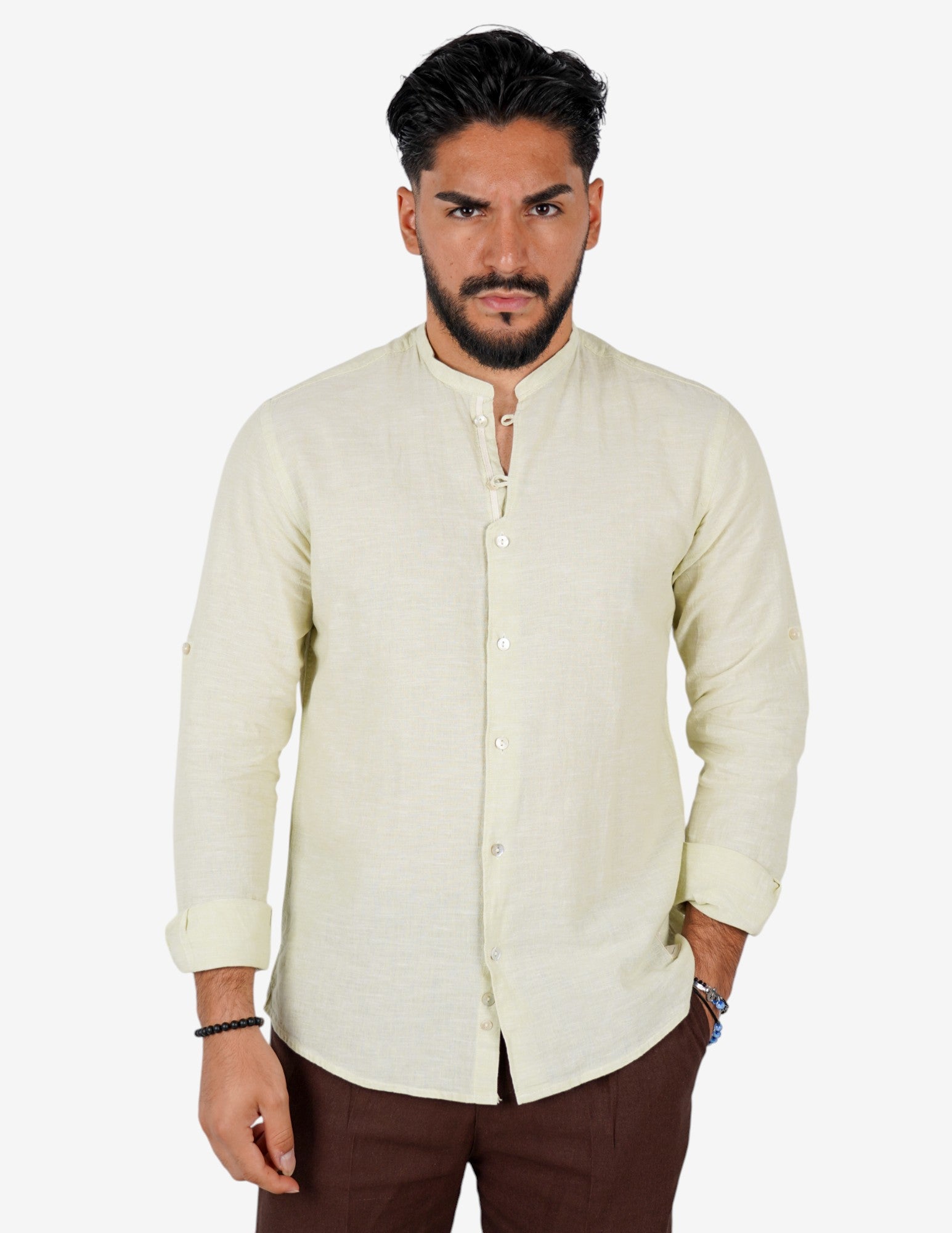 Camicia coreana in lino over D