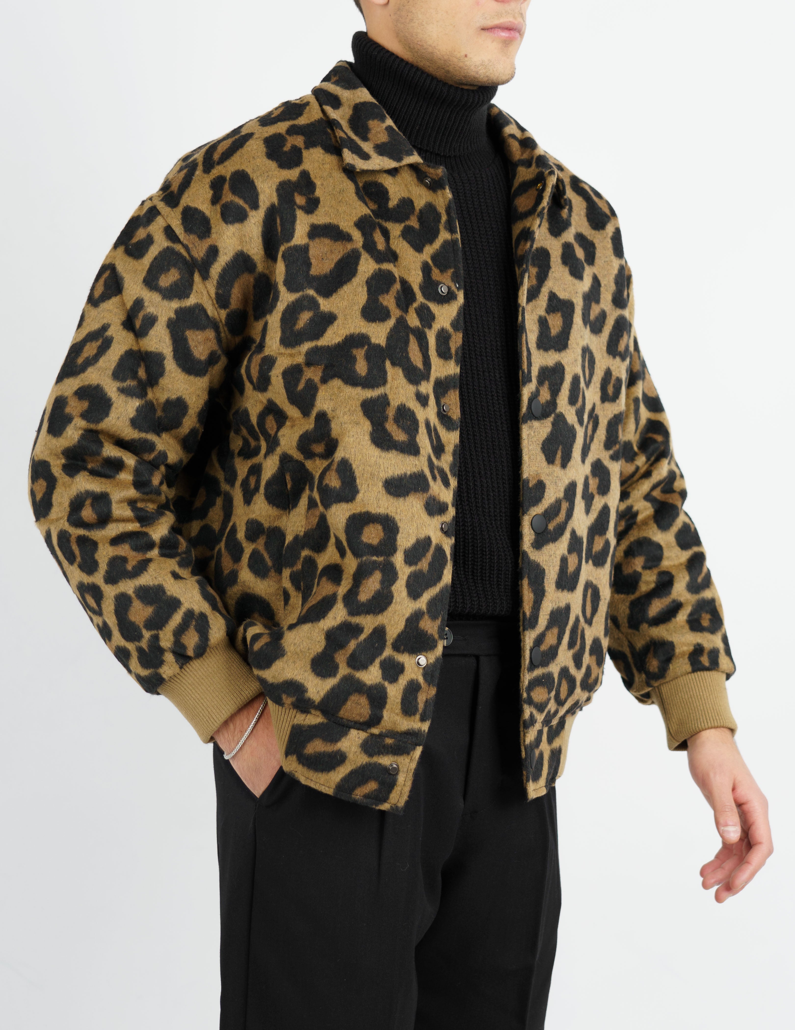 giubbotto imbottito in panno a fantasia