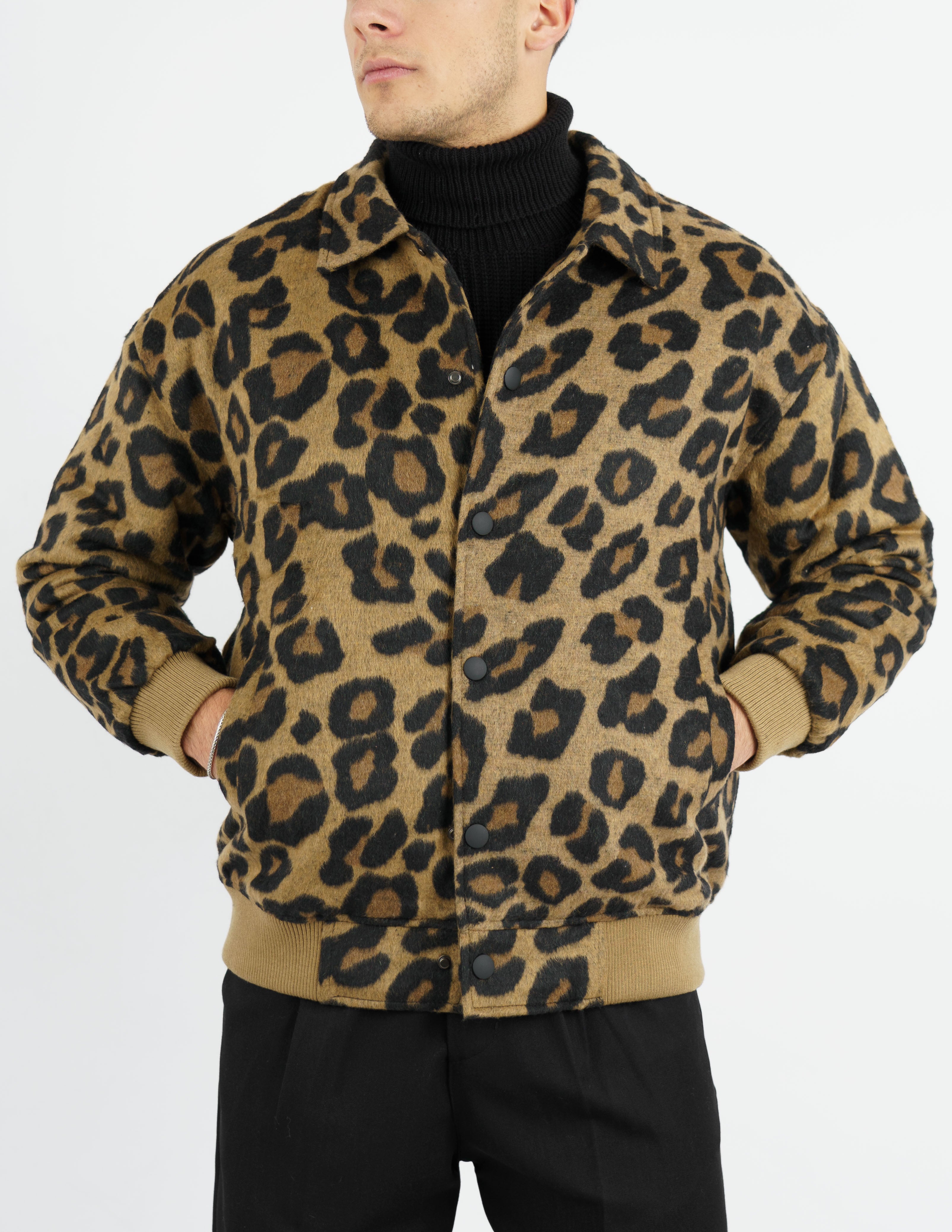 giubbotto imbottito in panno a fantasia