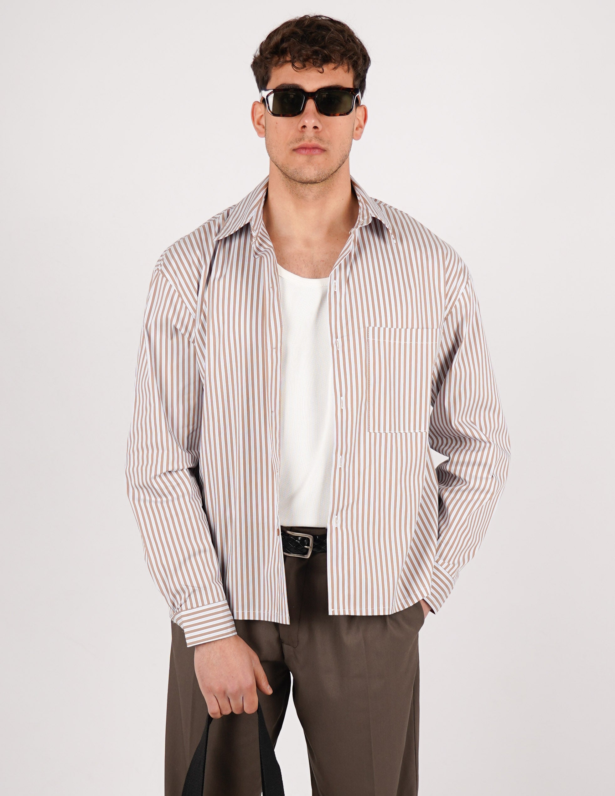 CAMICIA CROP FIT A RIGHE