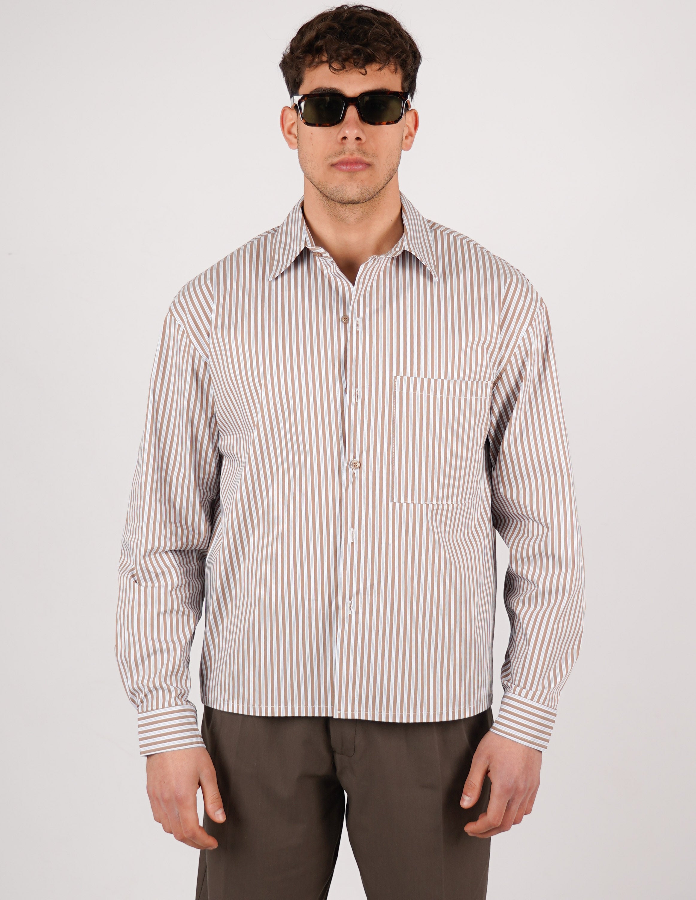 CAMICIA CROP FIT A RIGHE