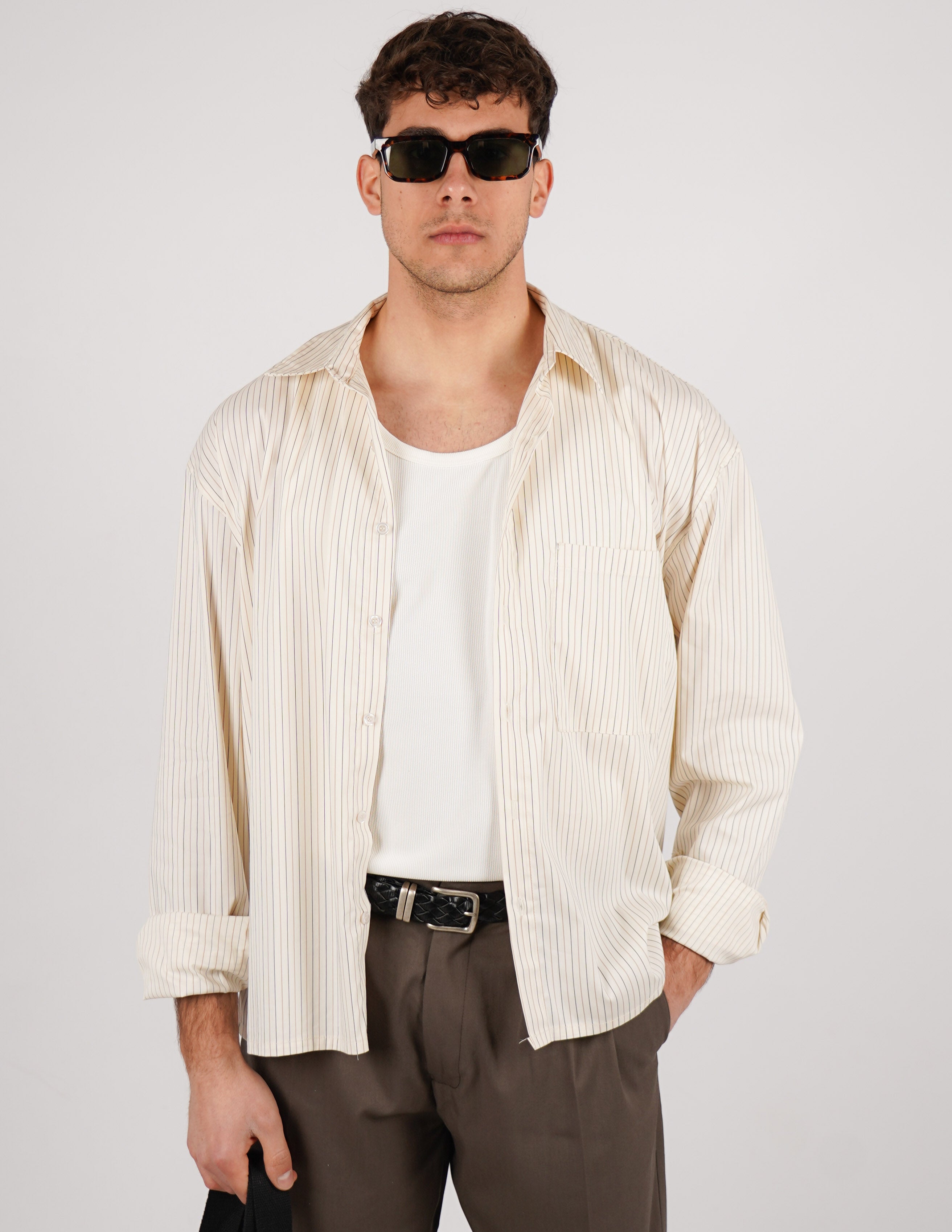 CAMICIA CROP FIT A RIGHE
