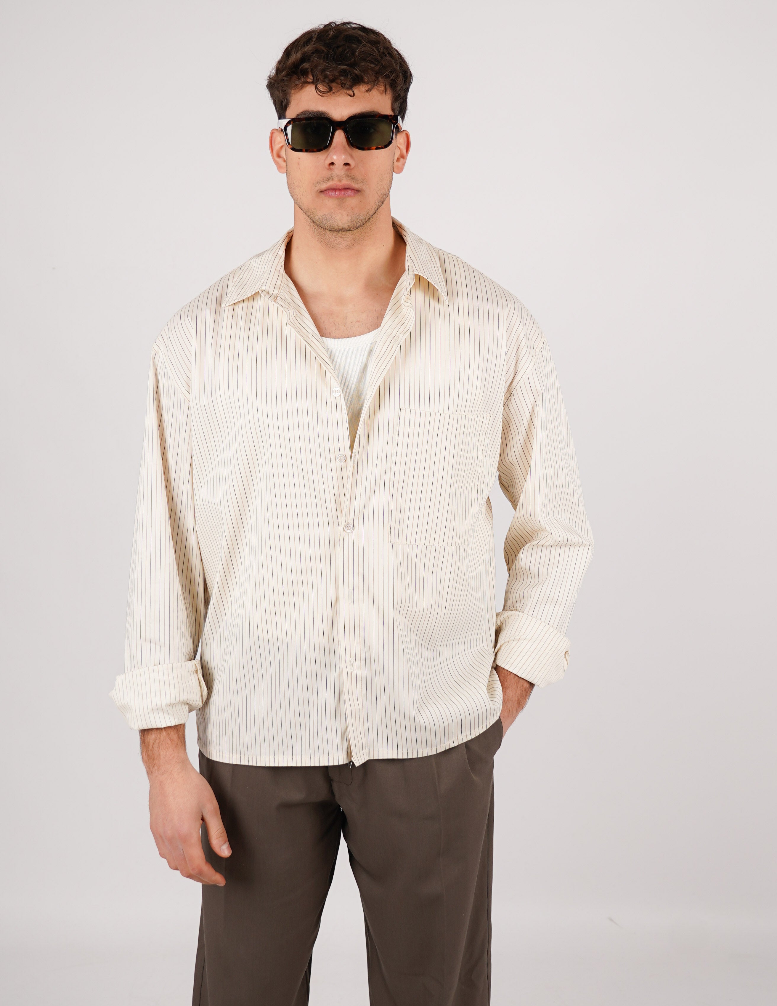 CAMICIA CROP FIT A RIGHE