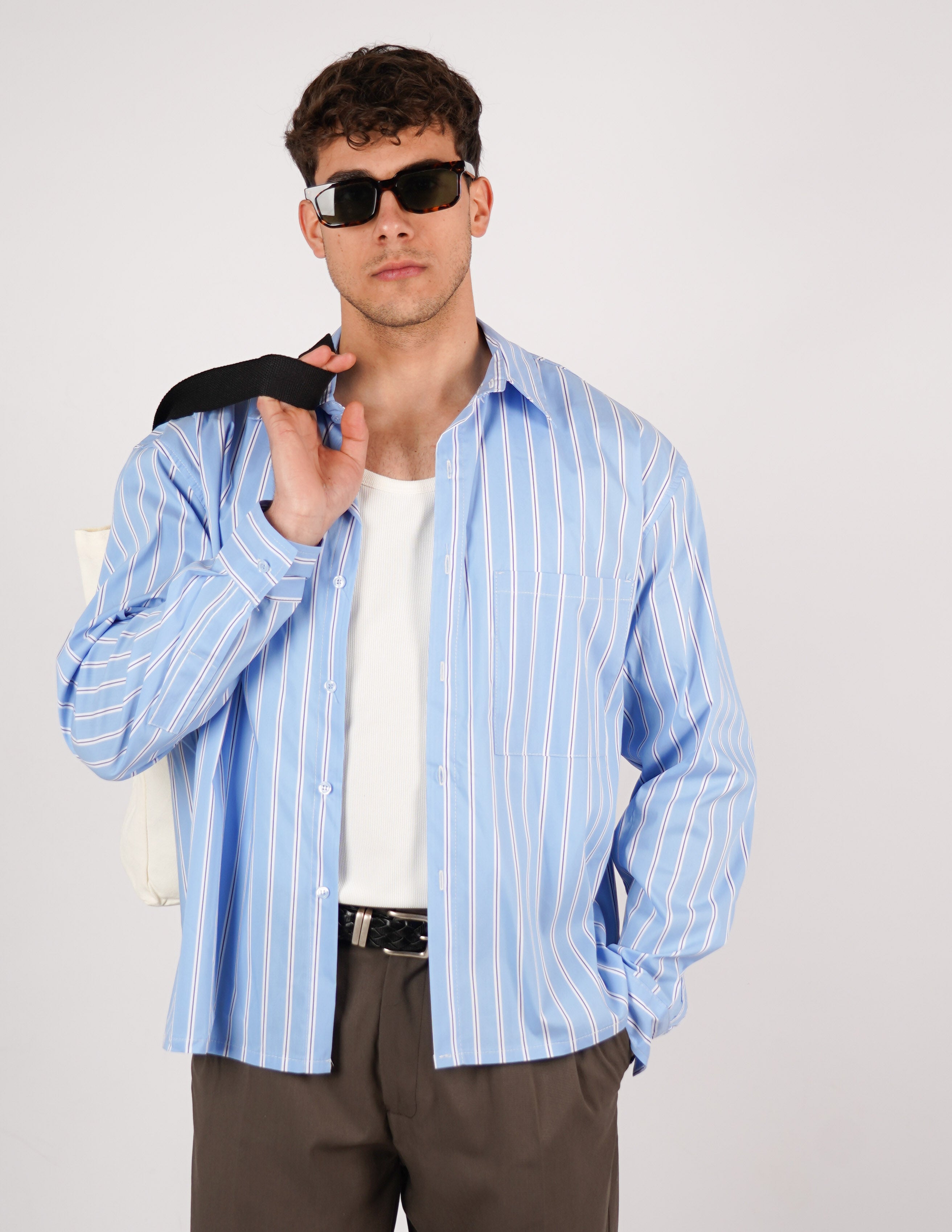 CAMICIA CROP FIT A RIGHE