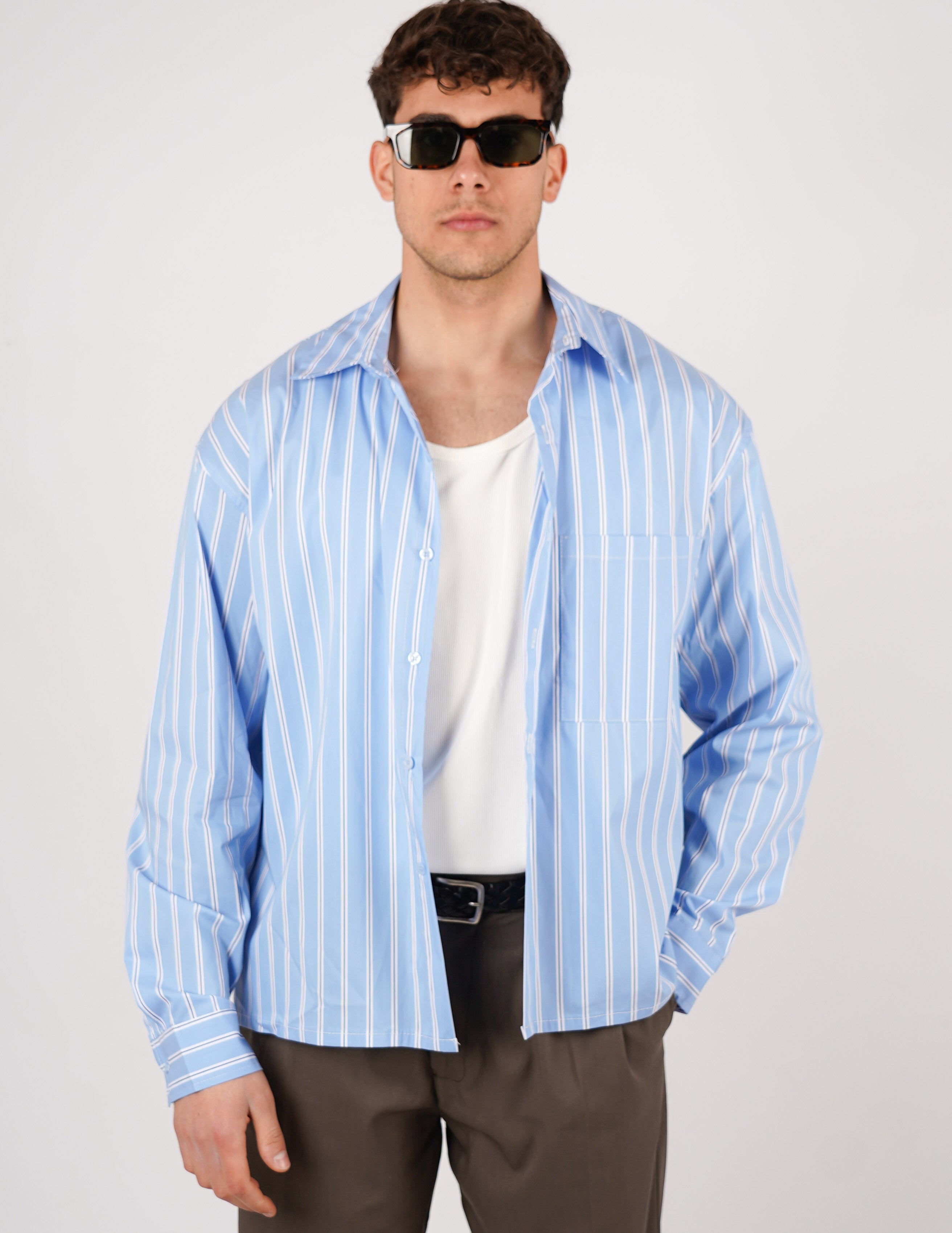 CAMICIA CROP FIT A RIGHE
