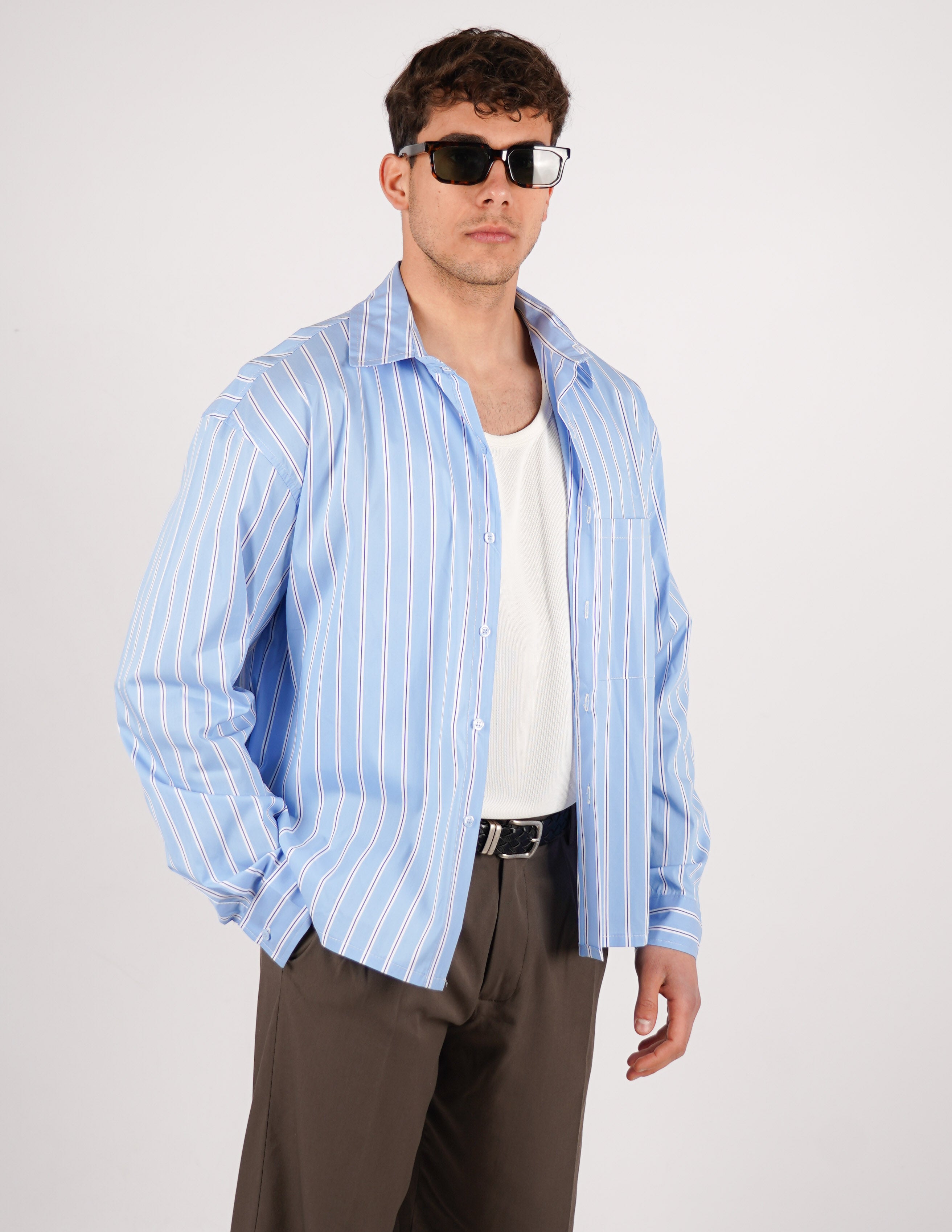 CAMICIA CROP FIT A RIGHE