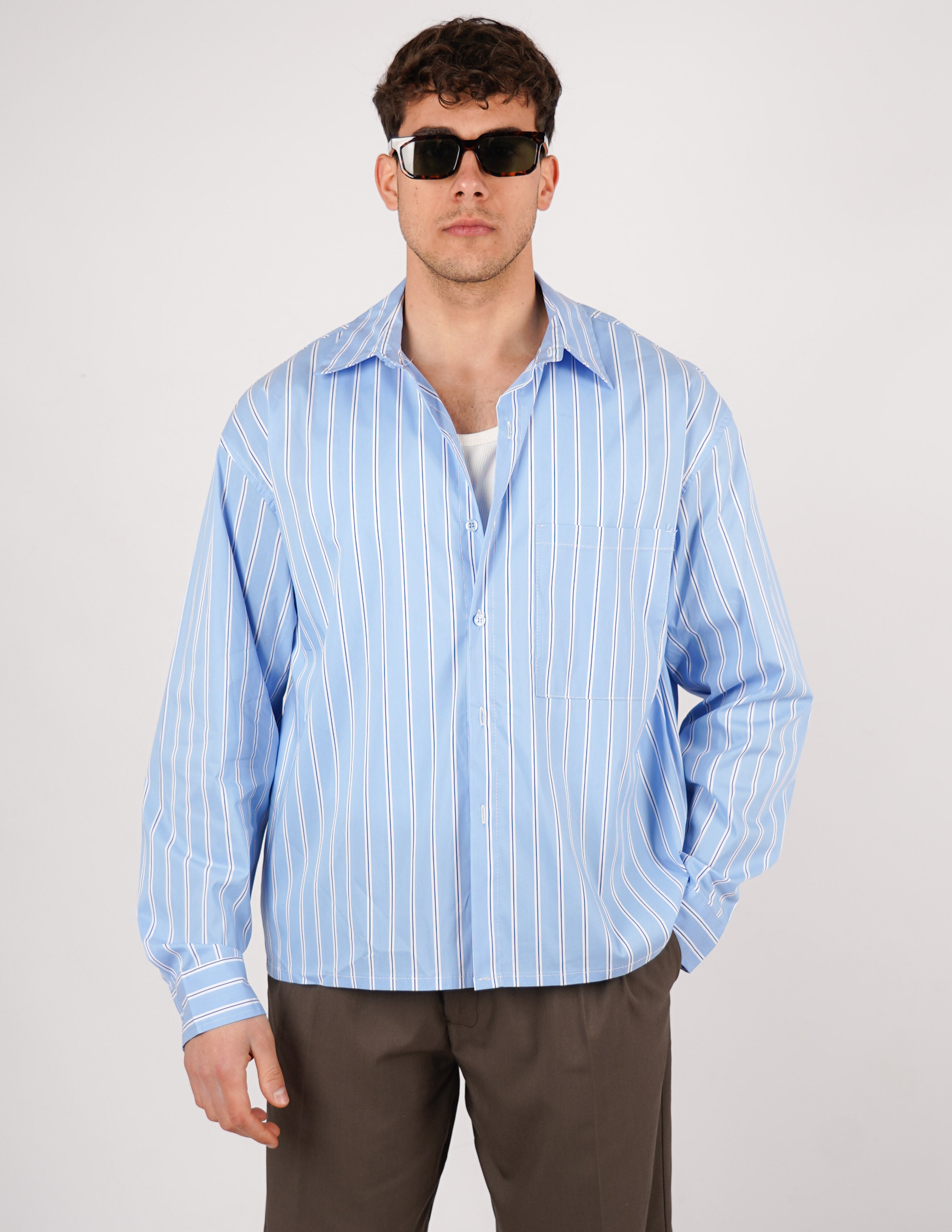 CAMICIA CROP FIT A RIGHE