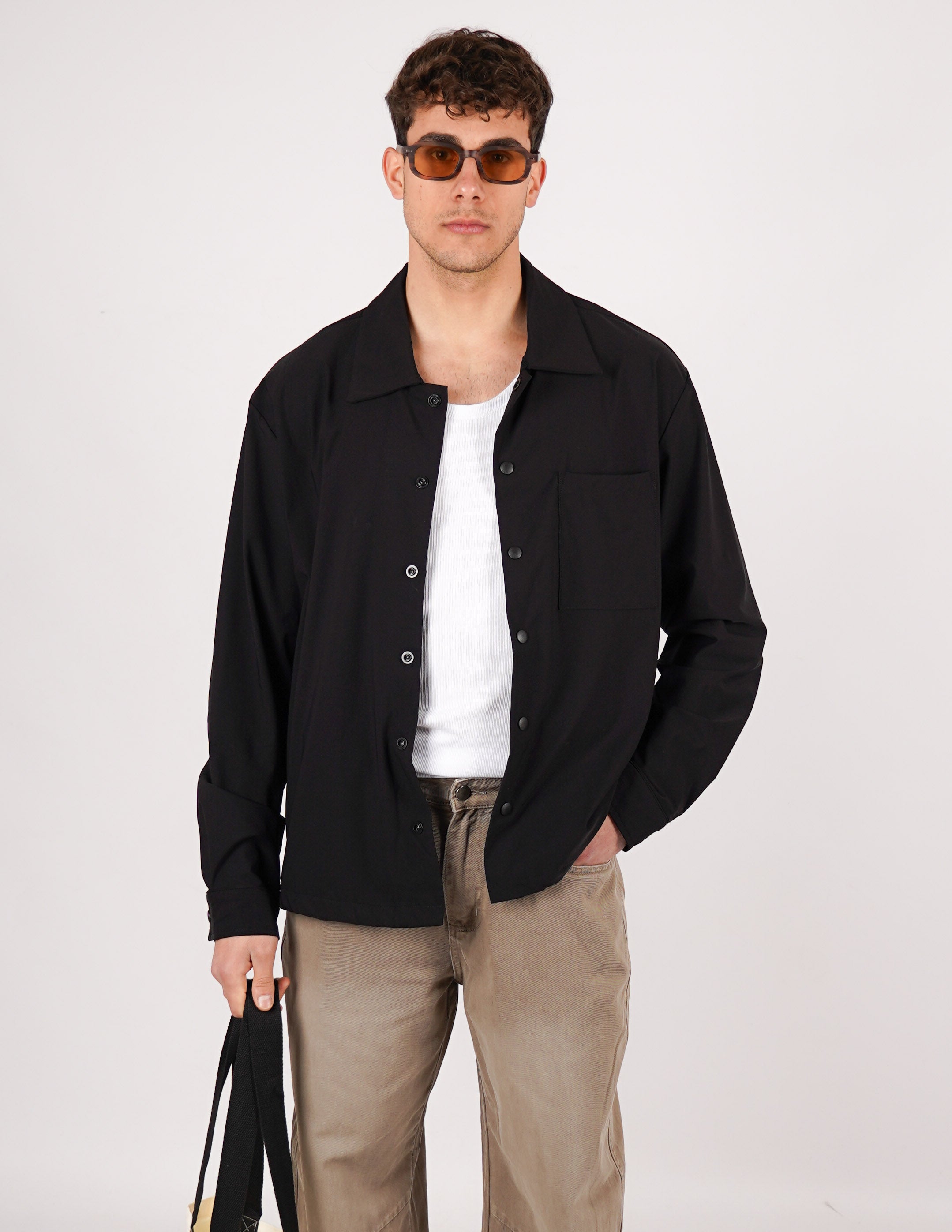 CAMICIA TINTA UNITA BOTTONE AUTOMATICO